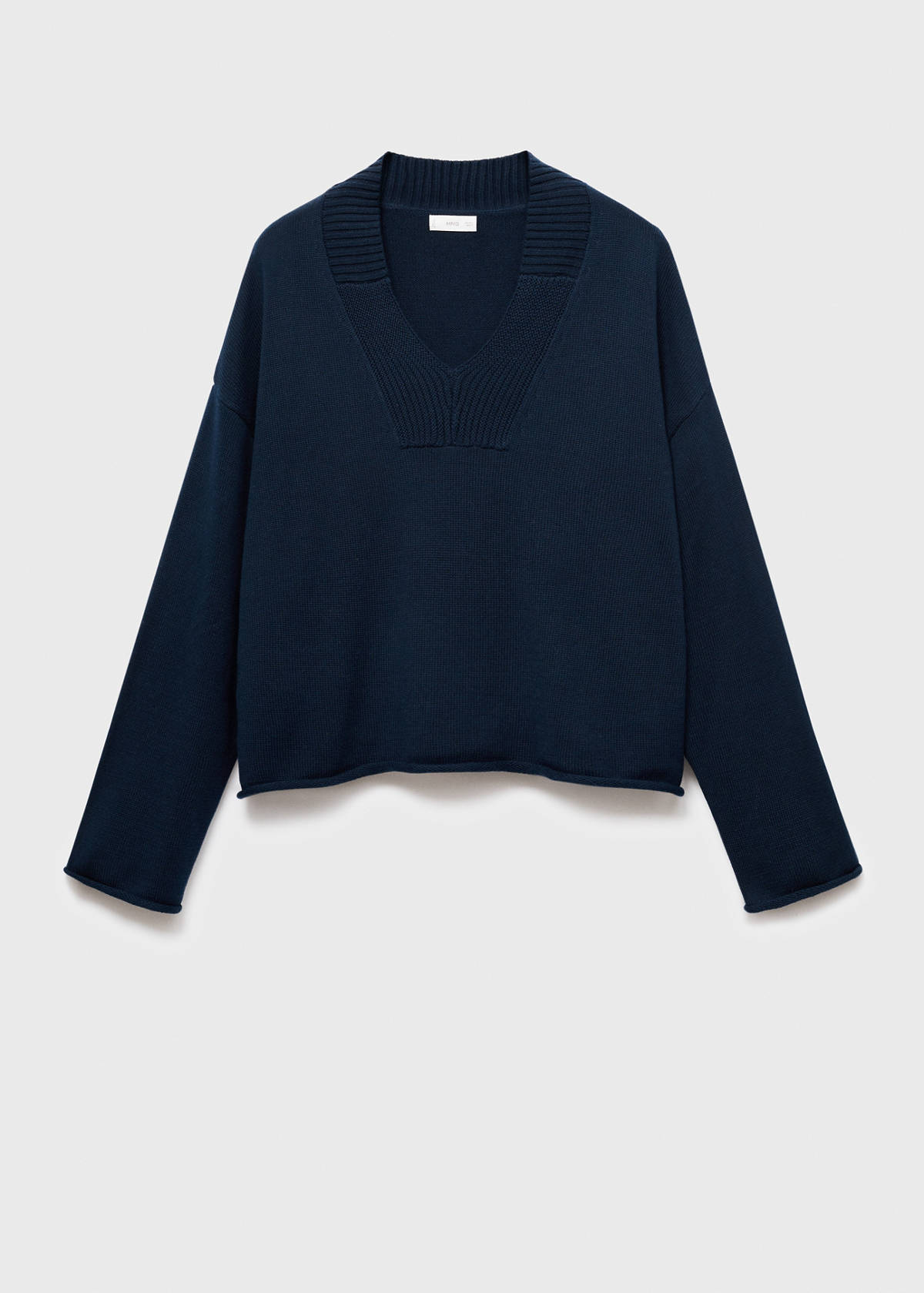 V-neck knit sweater — Navy