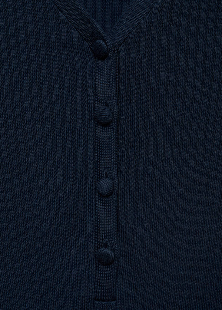 V-neck ribbed knit sweater — Dark Navy