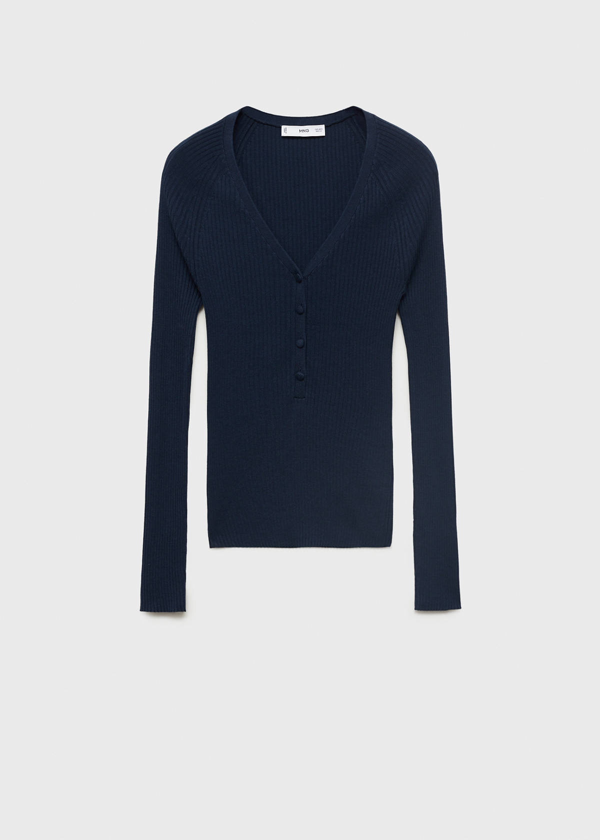 V-neck ribbed knit sweater — Dark Navy