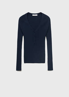 V-neck ribbed knit sweater — Dark Navy 5