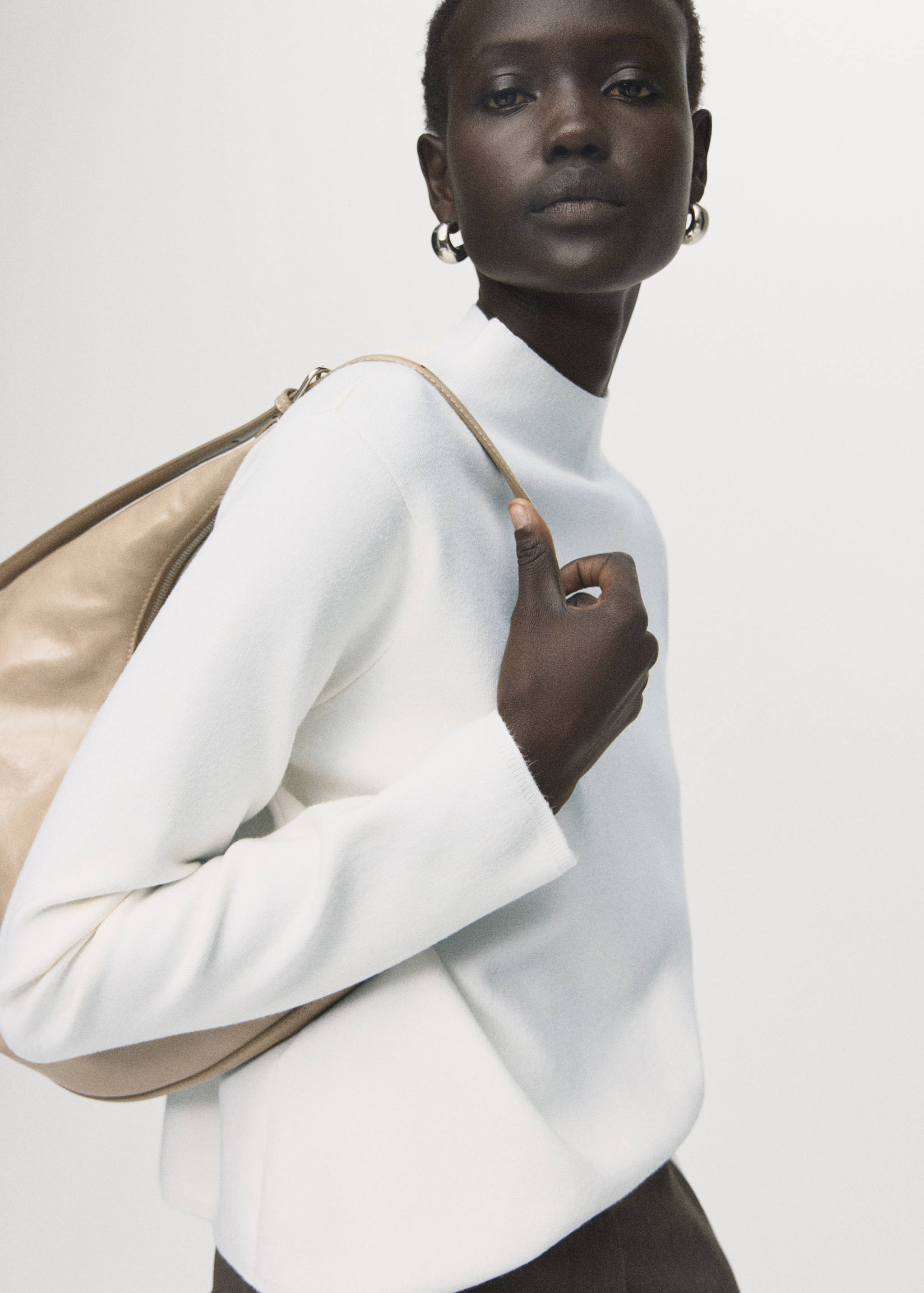 Knitted sweater with perkins neck - Medium plane