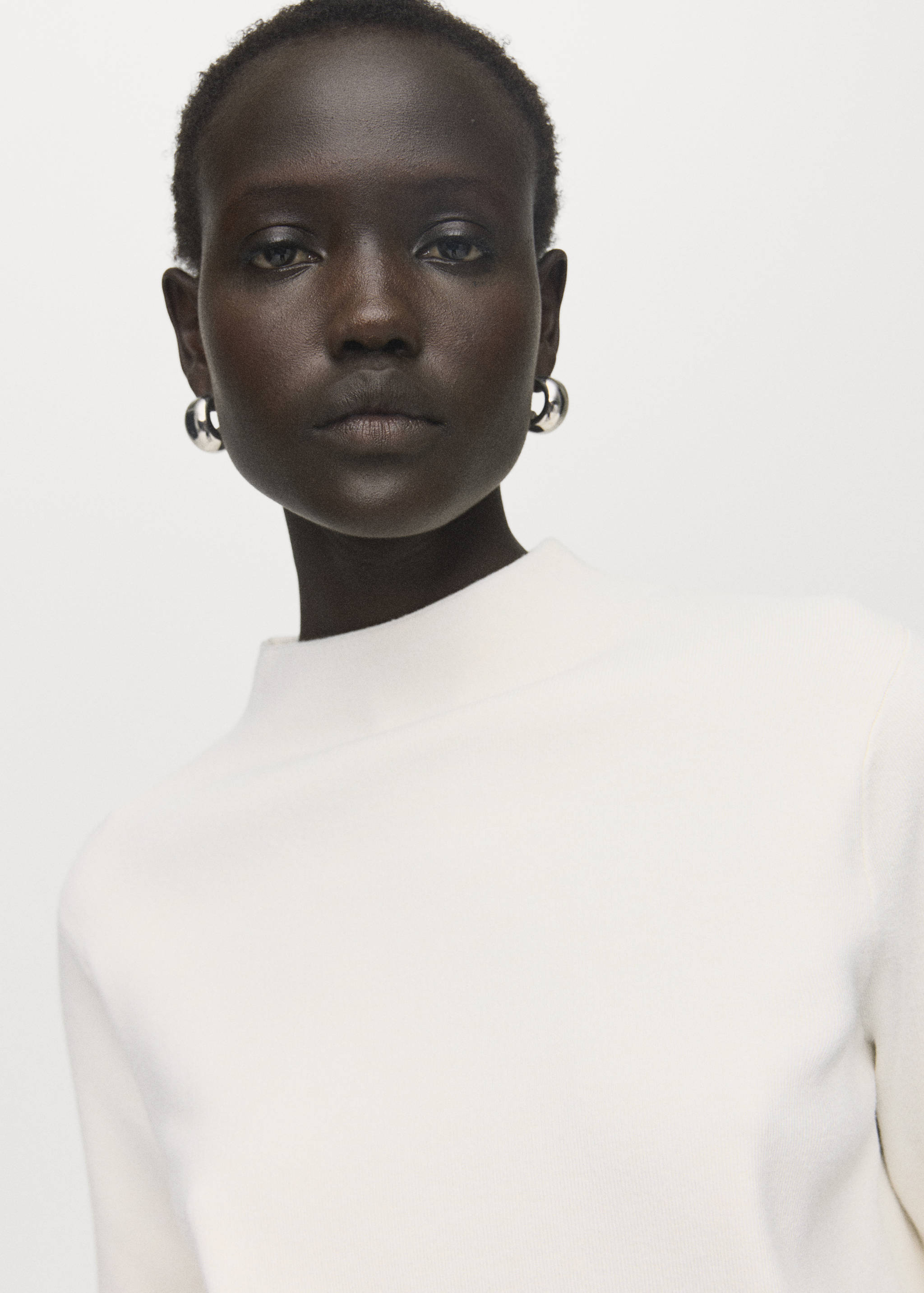 Knitted sweater with perkins neck - Details of the article 1