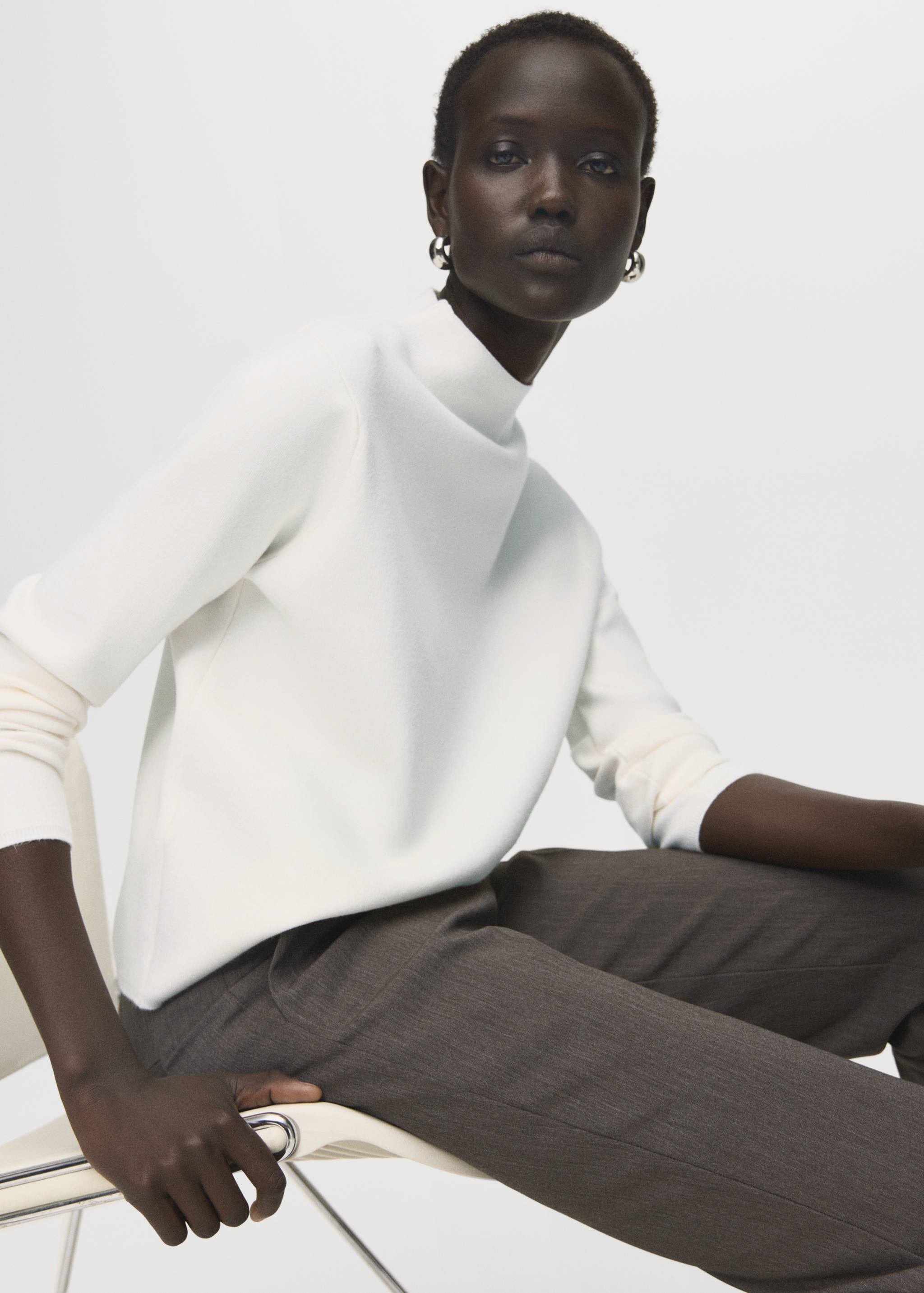 Knitted sweater with perkins neck - Details of the article 2