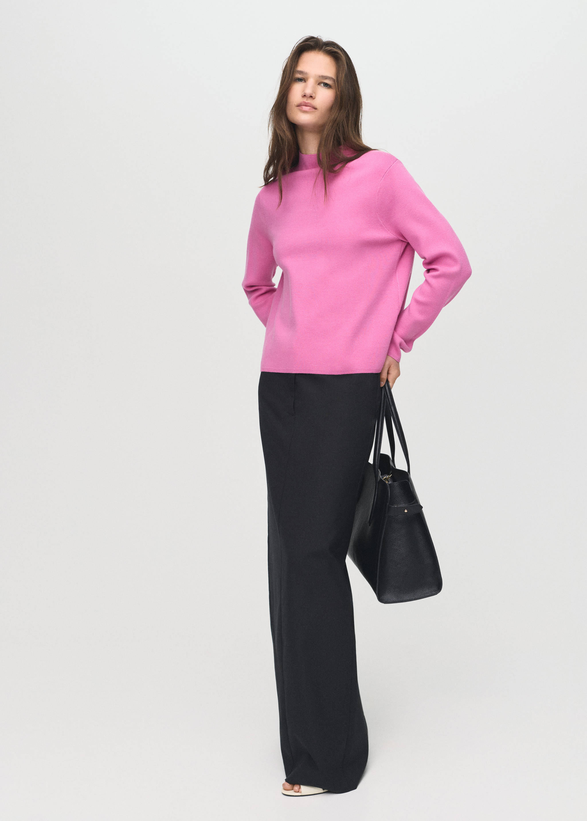 Knitted sweater with perkins neck - General plane