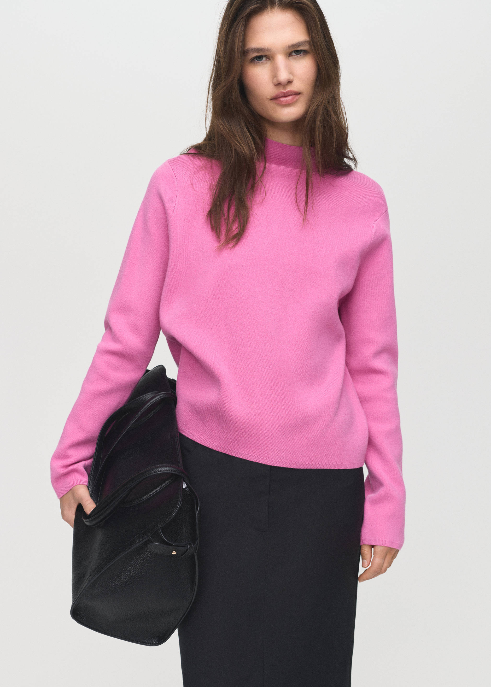 Knitted sweater with perkins neck - Medium plane