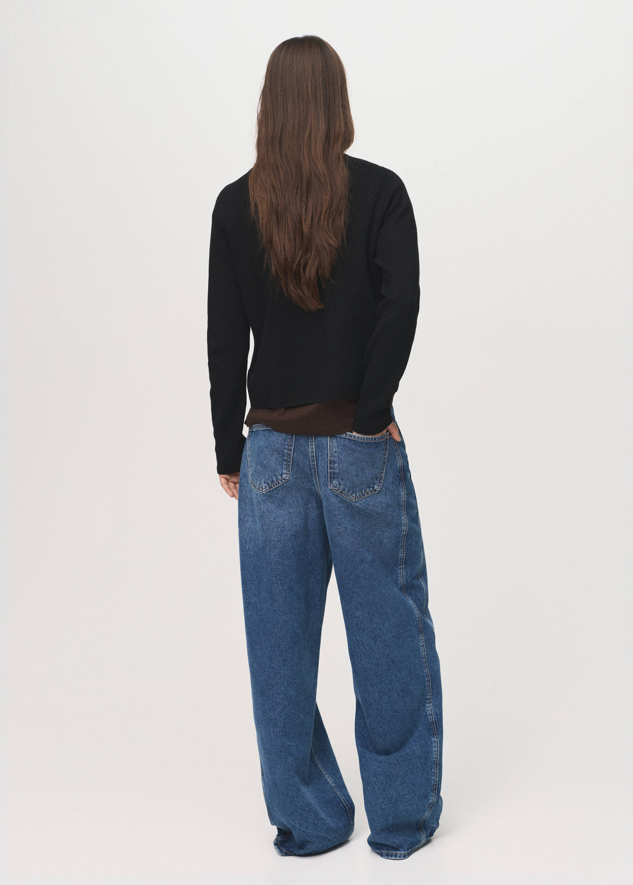 Knitted sweater with perkins neck - Reverse of the article