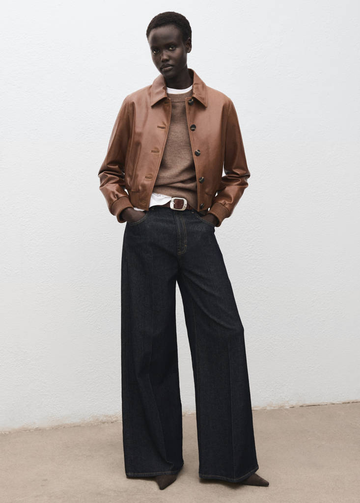 Oversized sweater with ribbed trim — Medium Brown
