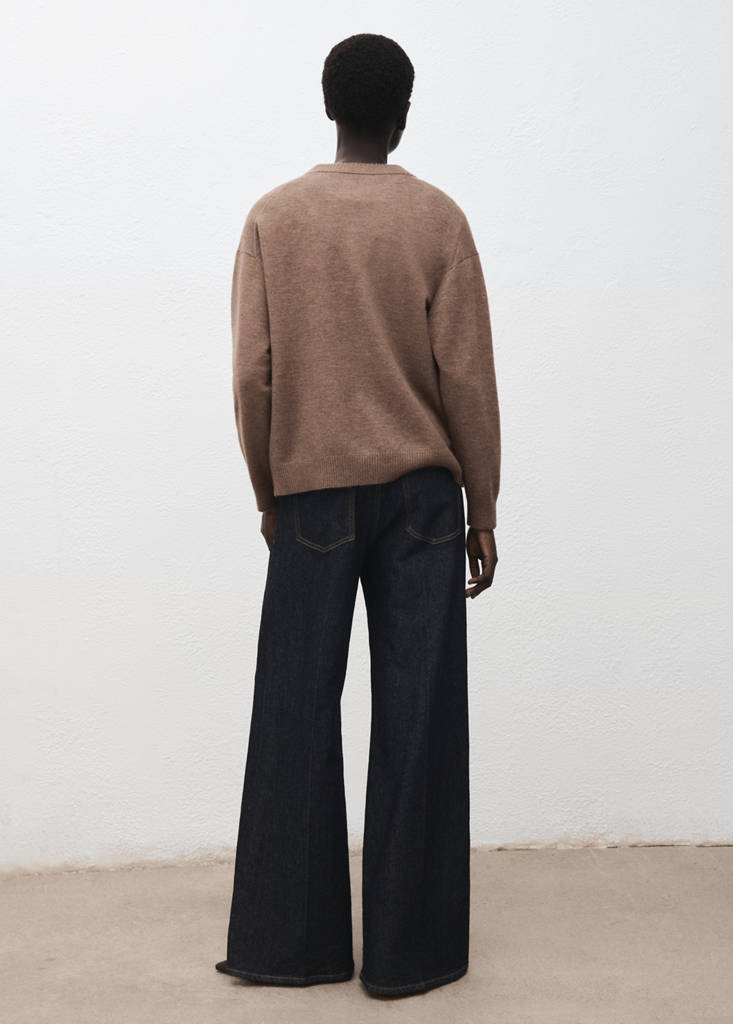 Oversized sweater with ribbed trim — Medium Brown