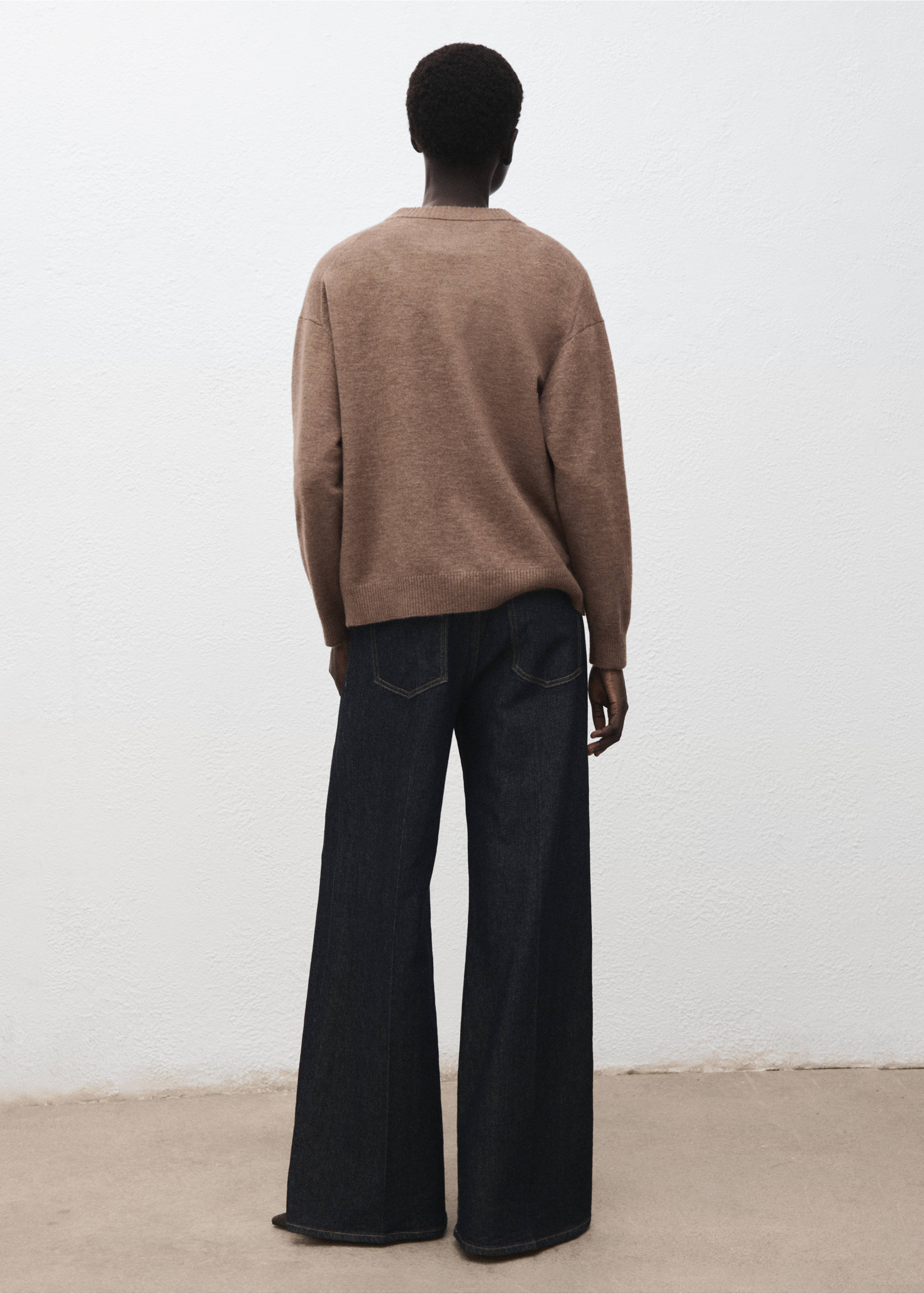 Pull oversize liseré côtelé - Verso de l’article, Marron moyen. Ref: 17005812-00.