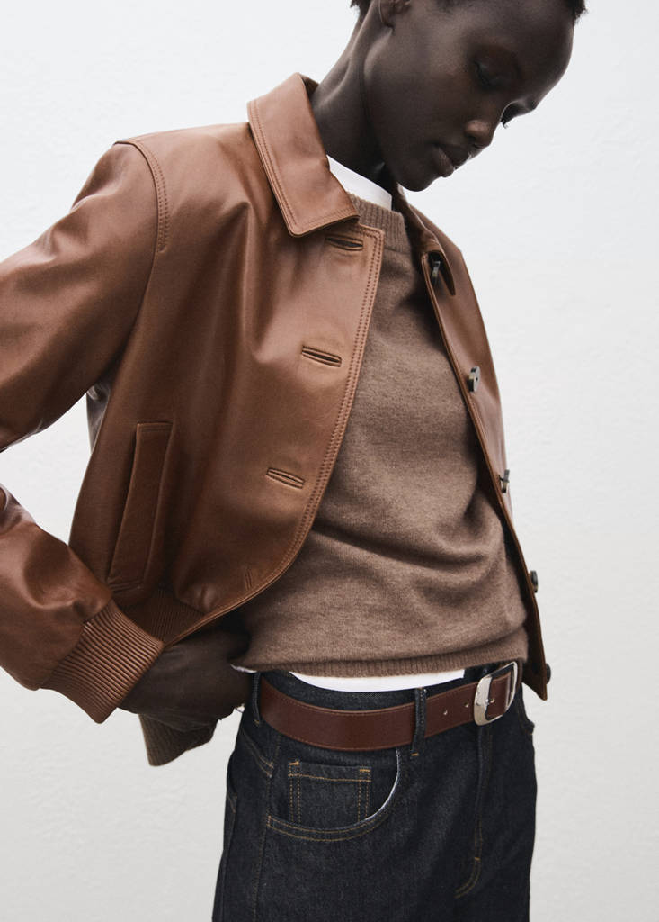 Oversized sweater with ribbed trim — Medium Brown