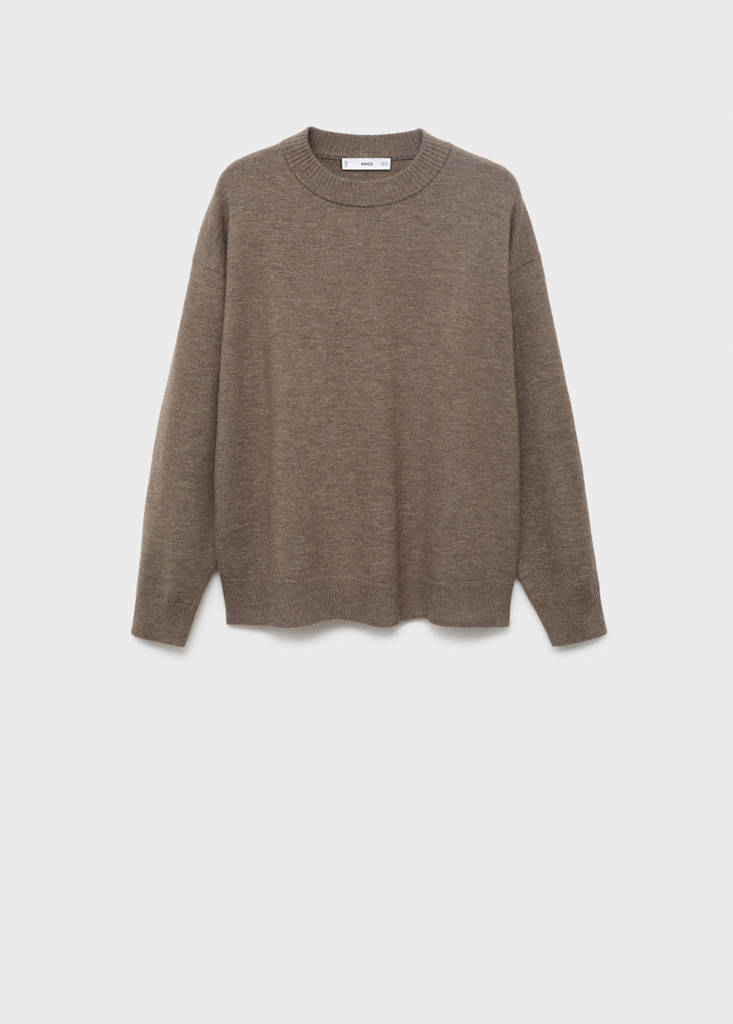 Oversized sweater with ribbed trim — Medium Brown