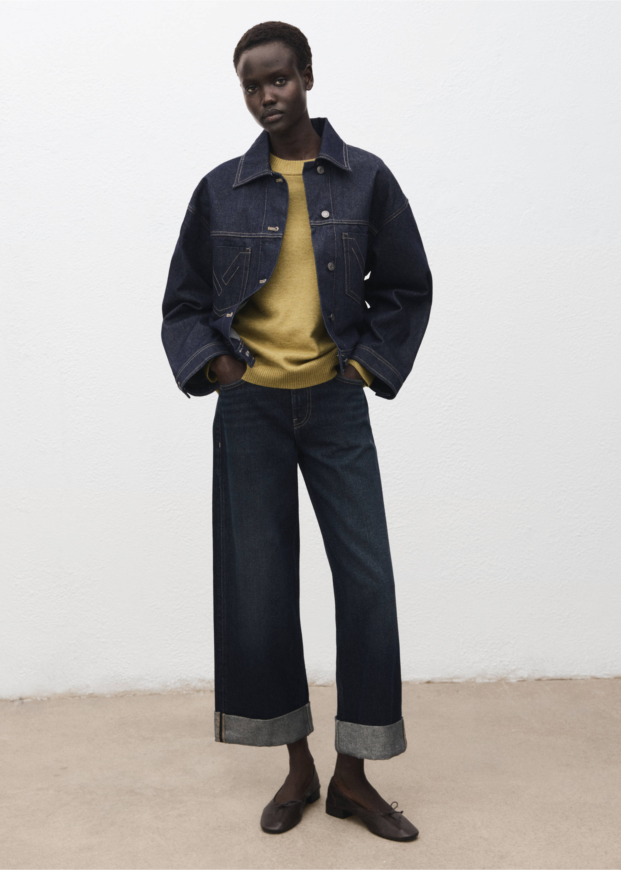 Pull oversize liseré côtelé - Plan général, Vert. Ref: 17005812-00.