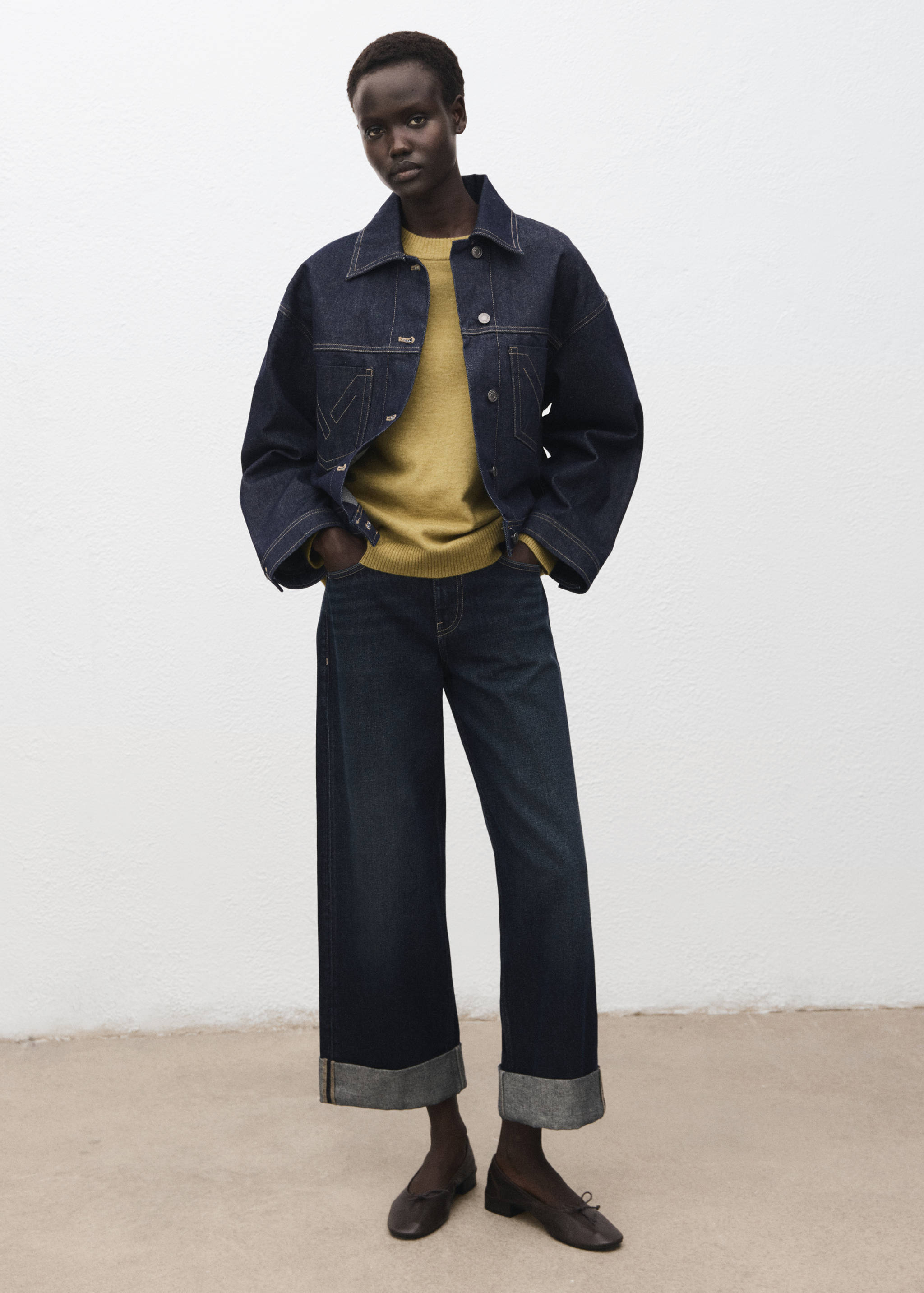 Oversized sweater with ribbed trim - General plane