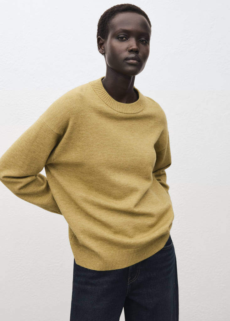 Oversized sweater with ribbed trim — Green