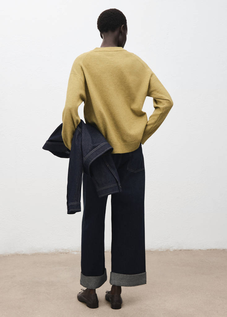 Oversized sweater with ribbed trim — Green