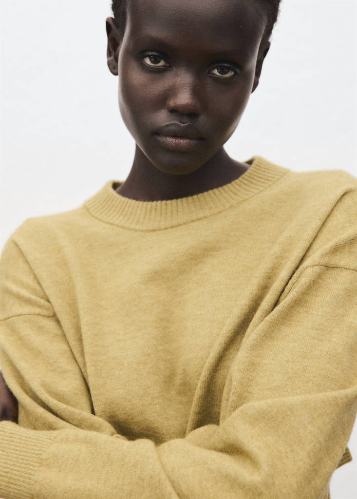 Oversized sweater with ribbed trim — Green