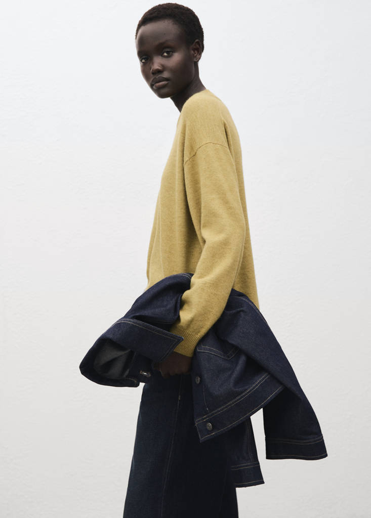 Oversized sweater with ribbed trim — Green