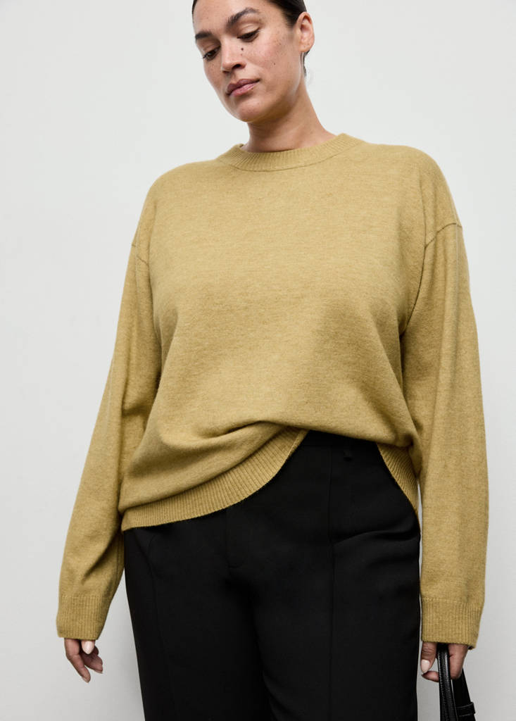 Oversized sweater with ribbed trim — Green