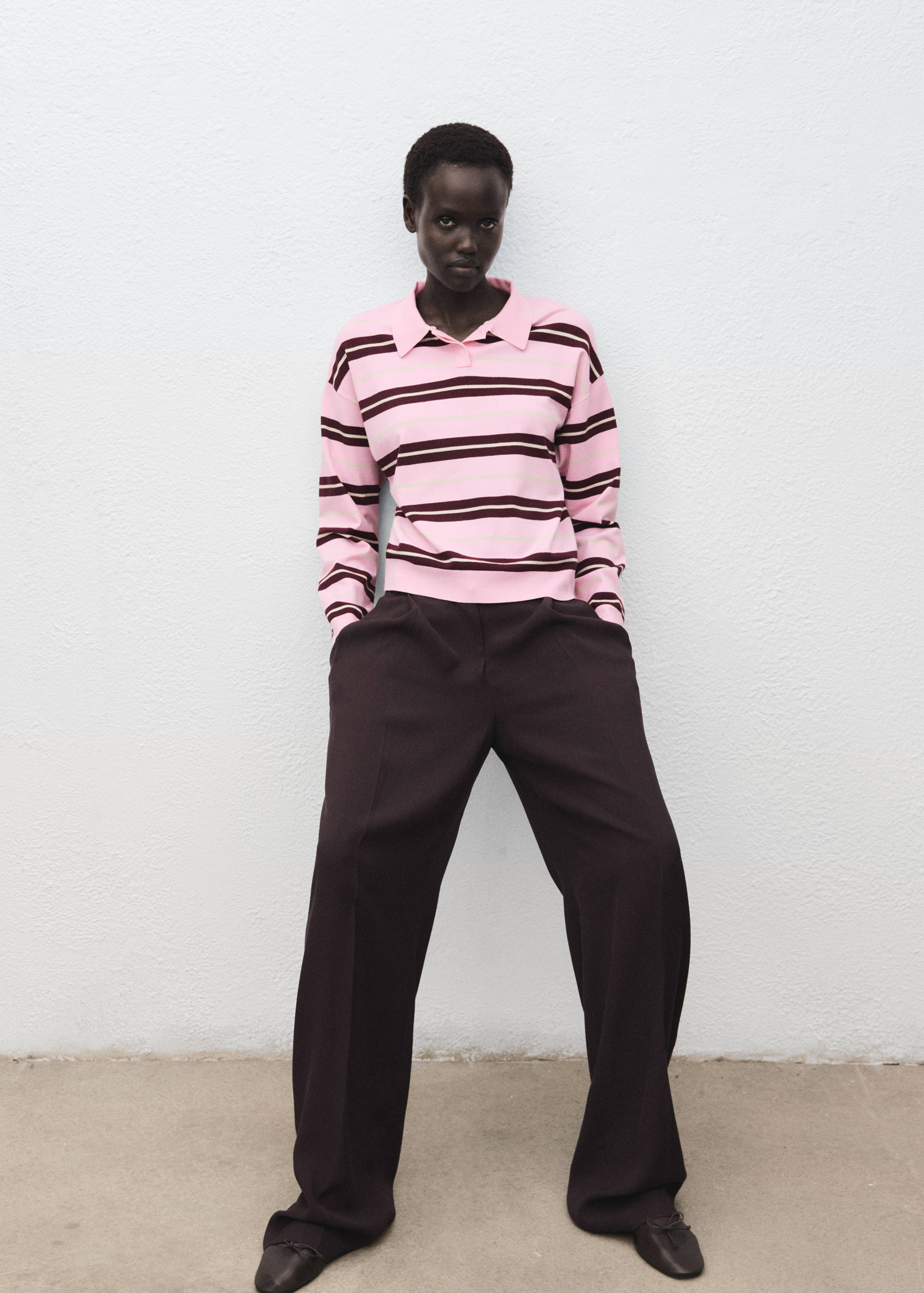 Striped polo-neck sweater - Details of the article 2
