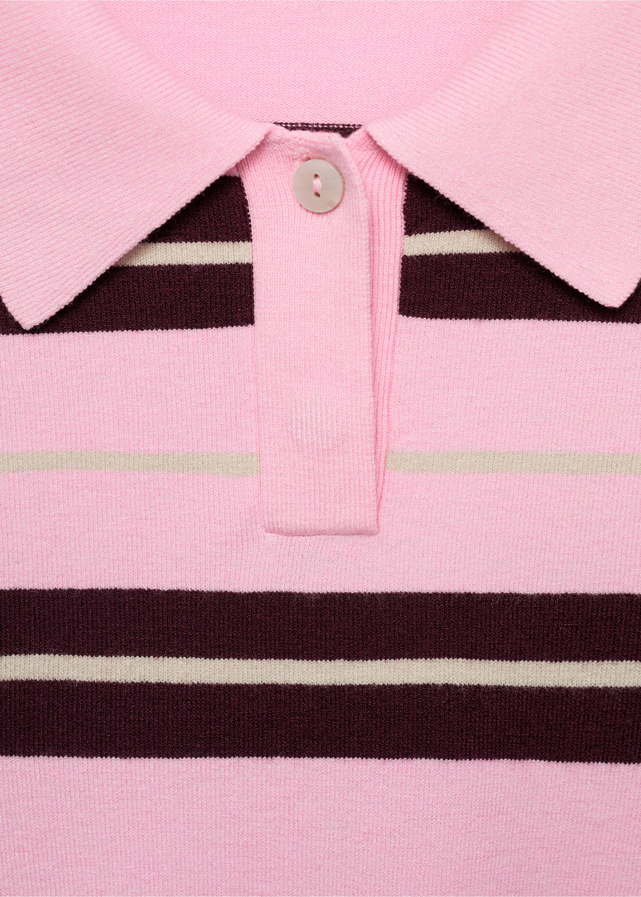 Striped polo-neck sweater - Details of the article 8, Pink. Ref: 17005814-00.