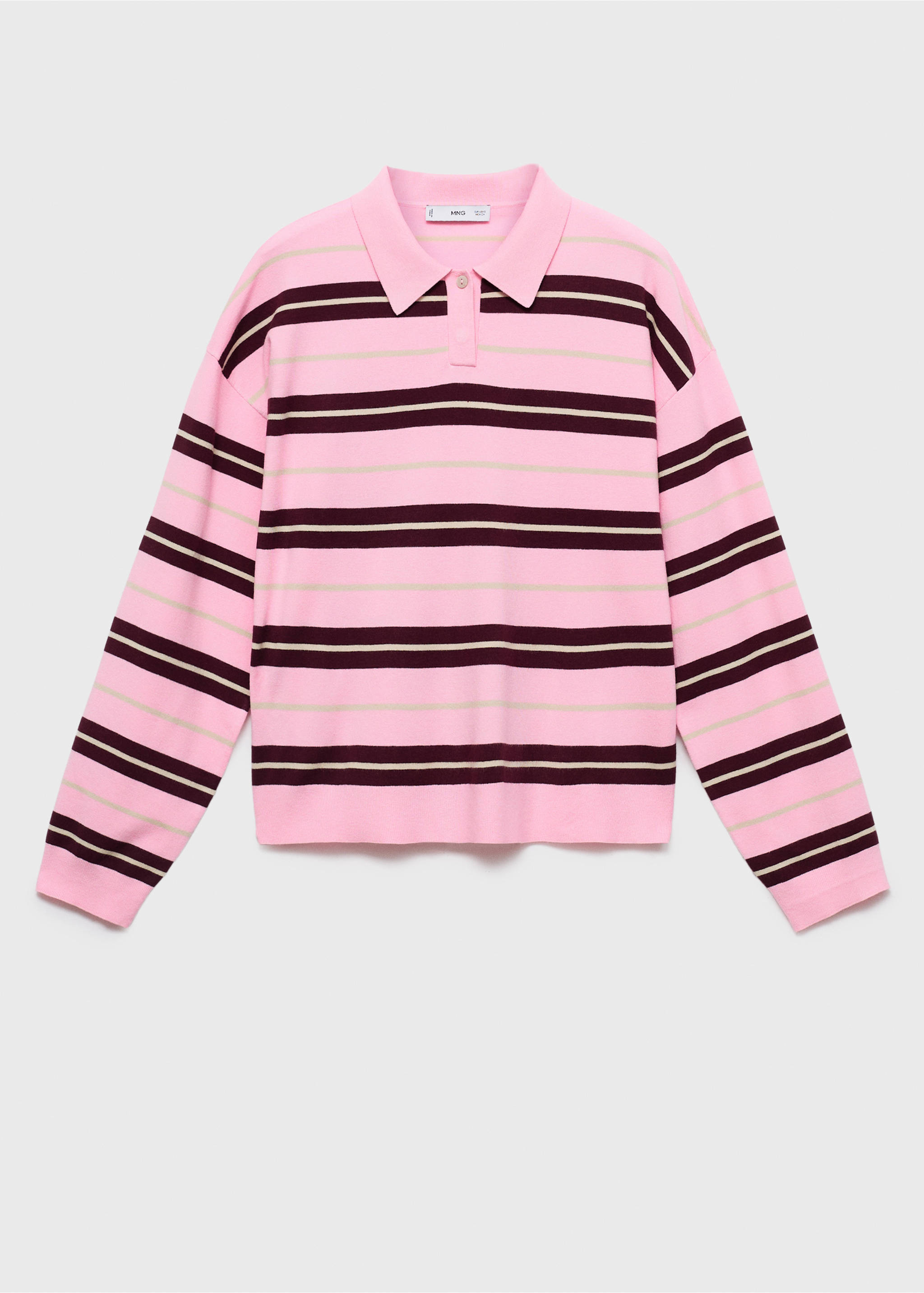 Striped polo-neck sweater - Article without model, Pink. Ref: 17005814-00.