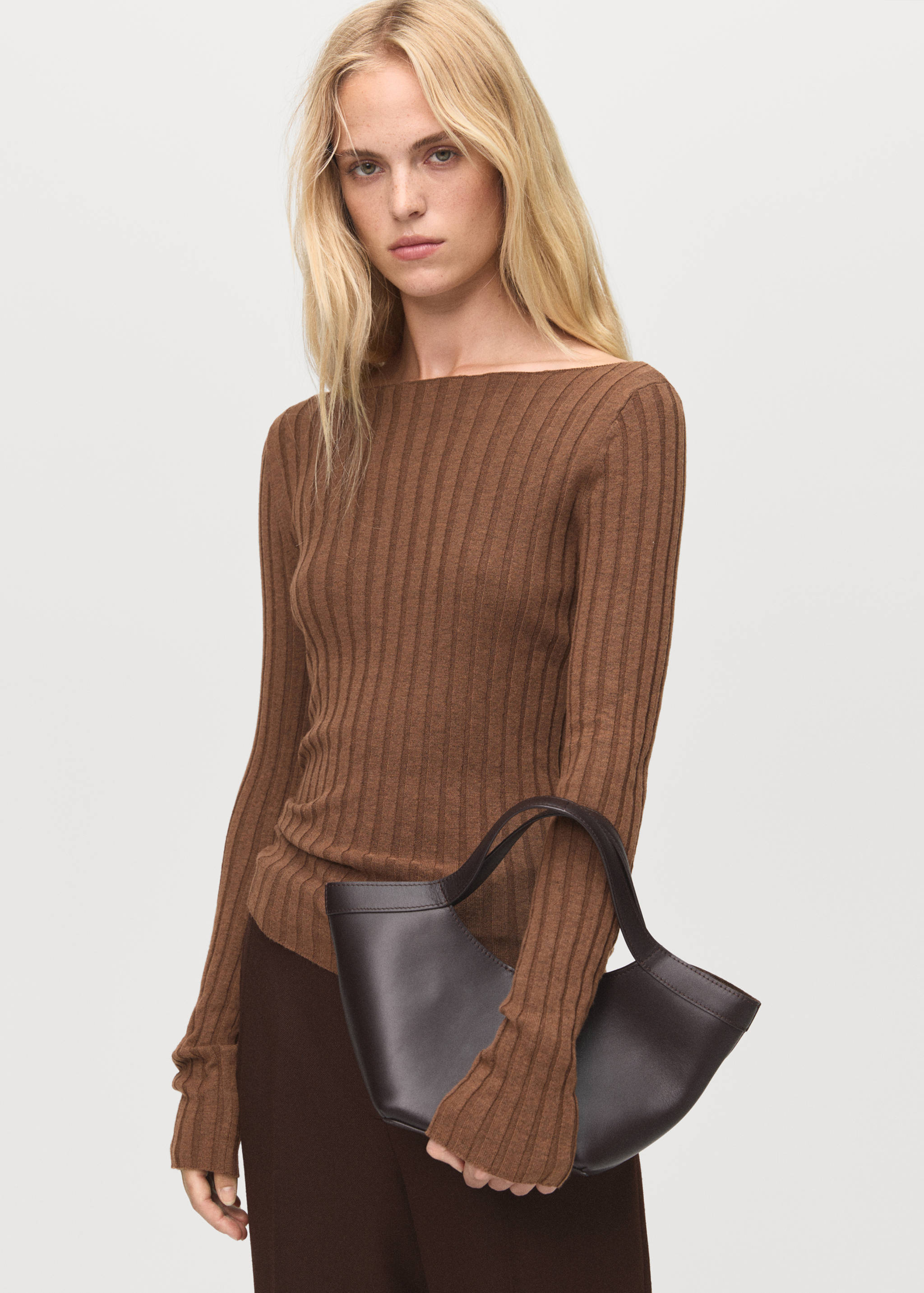 Boat neck ribbed sweater - Medium plane