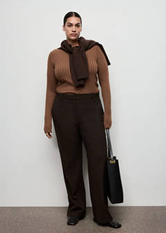 Boat neck ribbed sweater — Chocolate 6