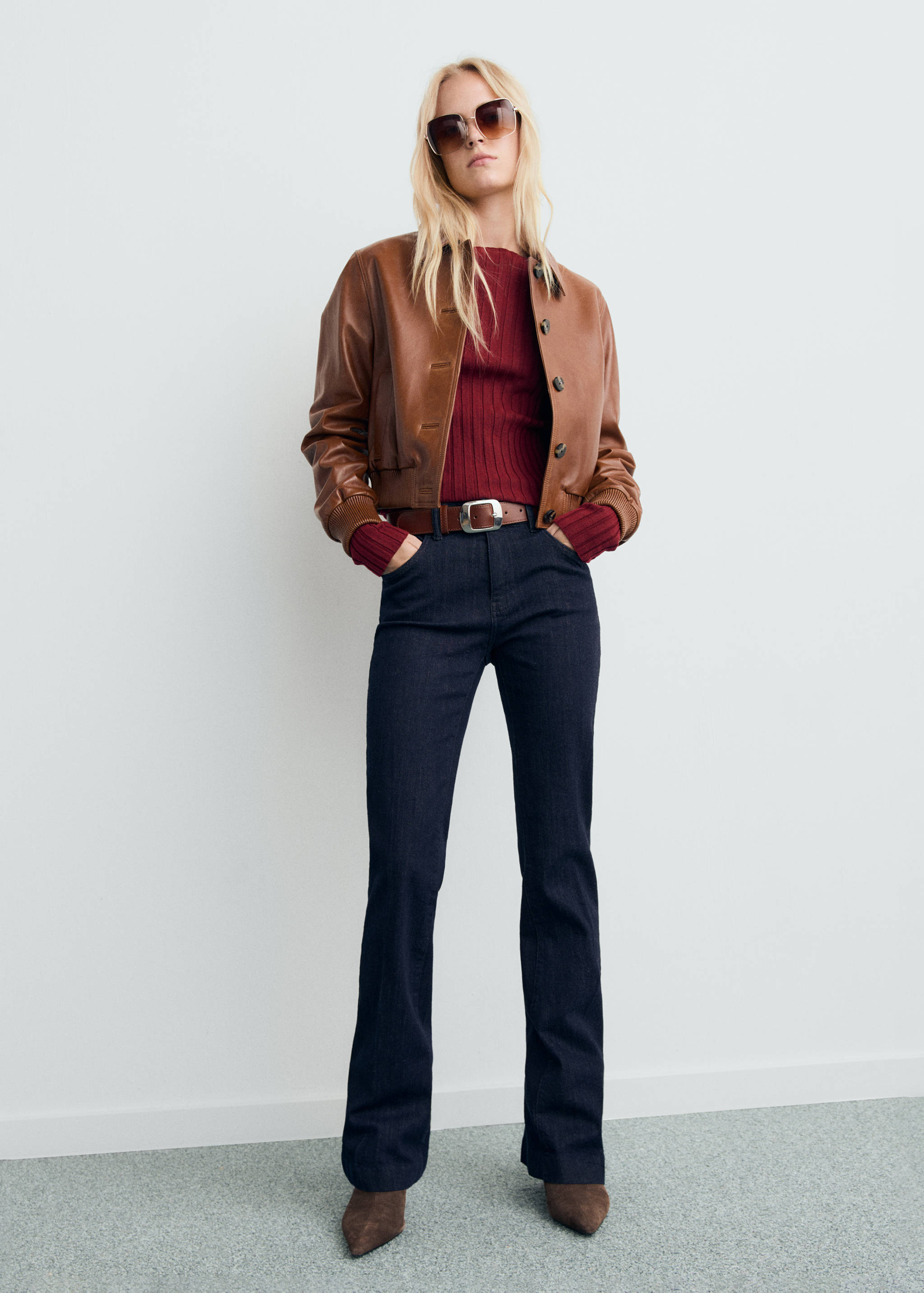 Boat neck ribbed sweater - General plane