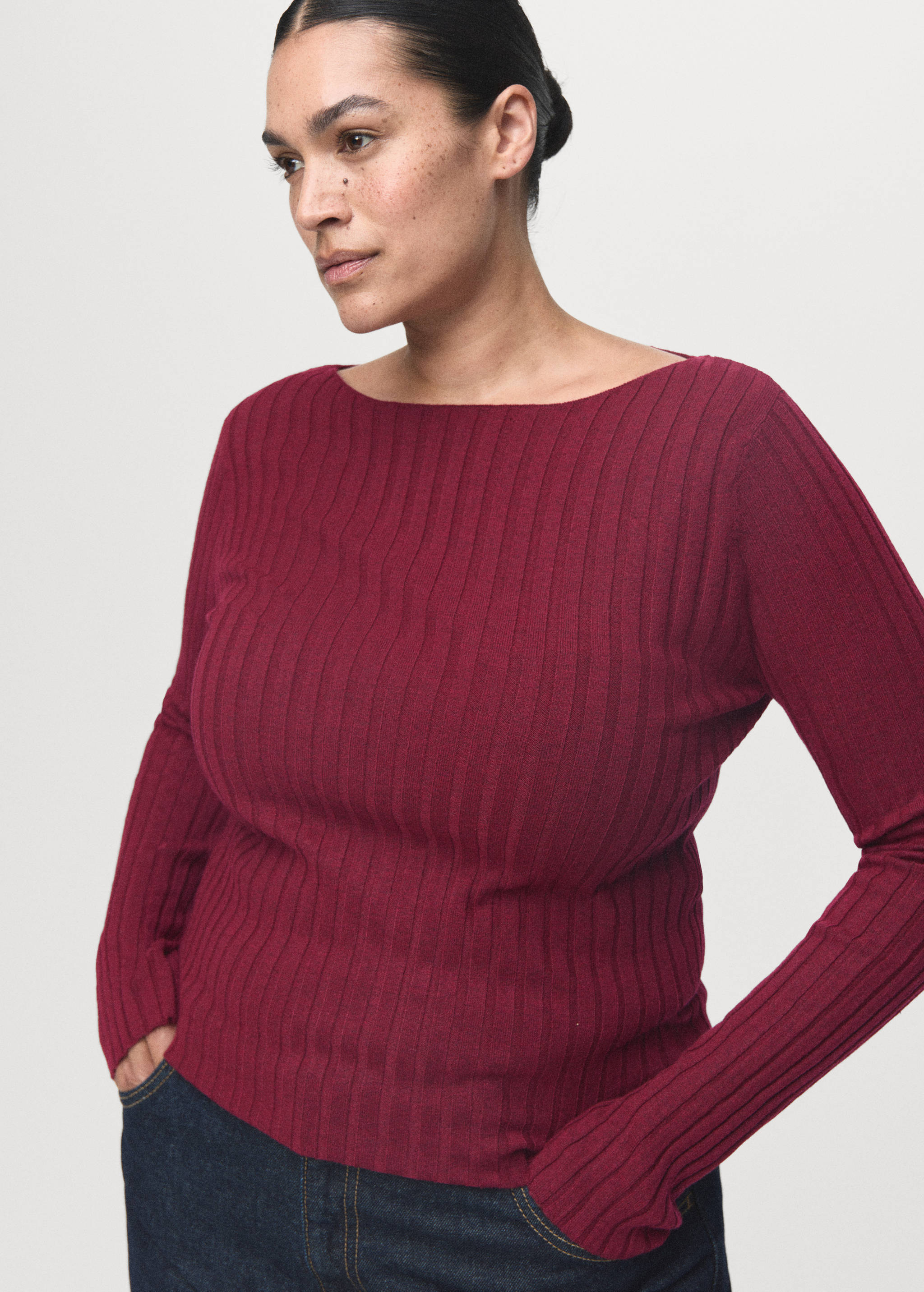 Boat neck ribbed sweater - Details of the article 5