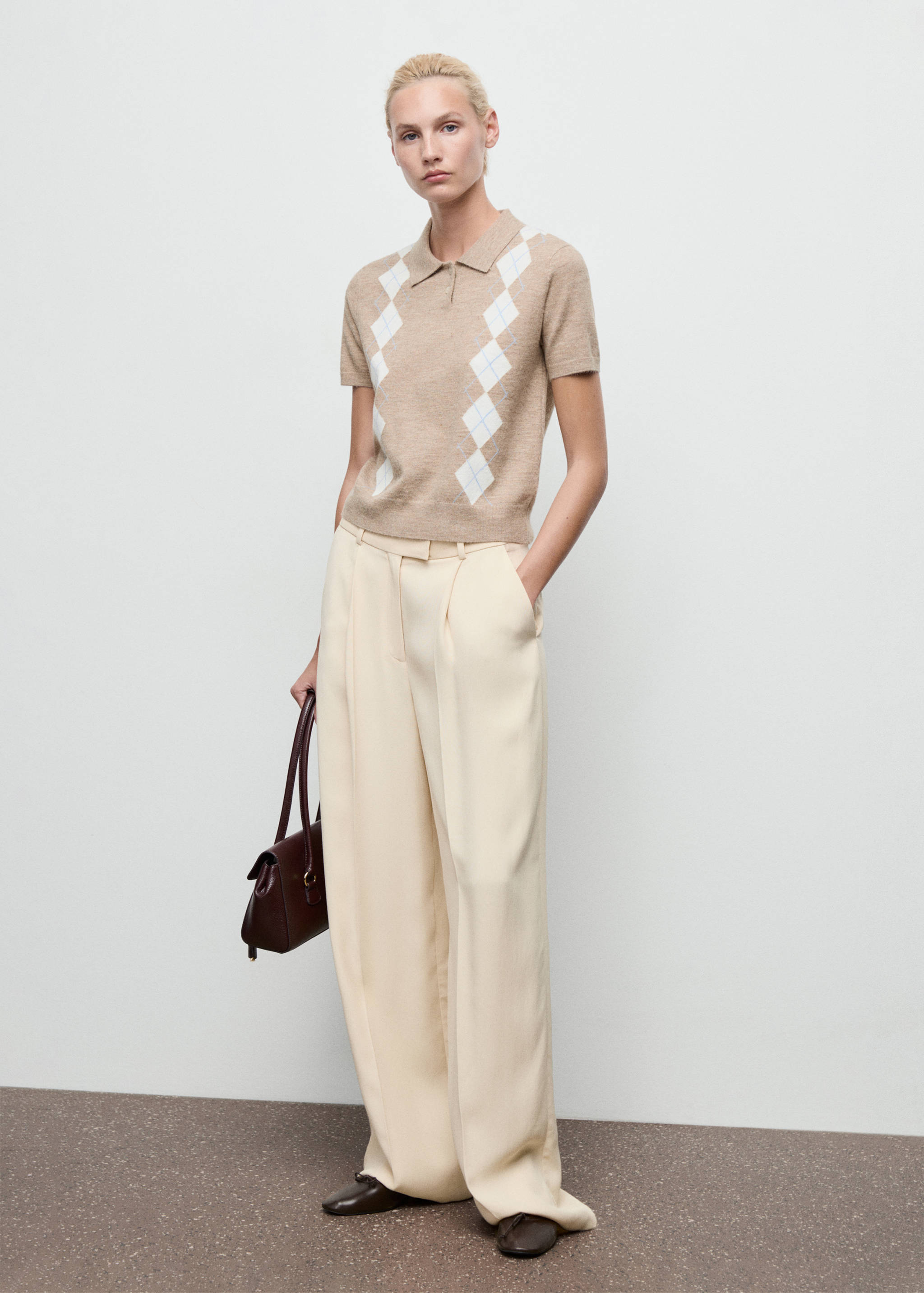 Argyle polo neck sweater - General plane