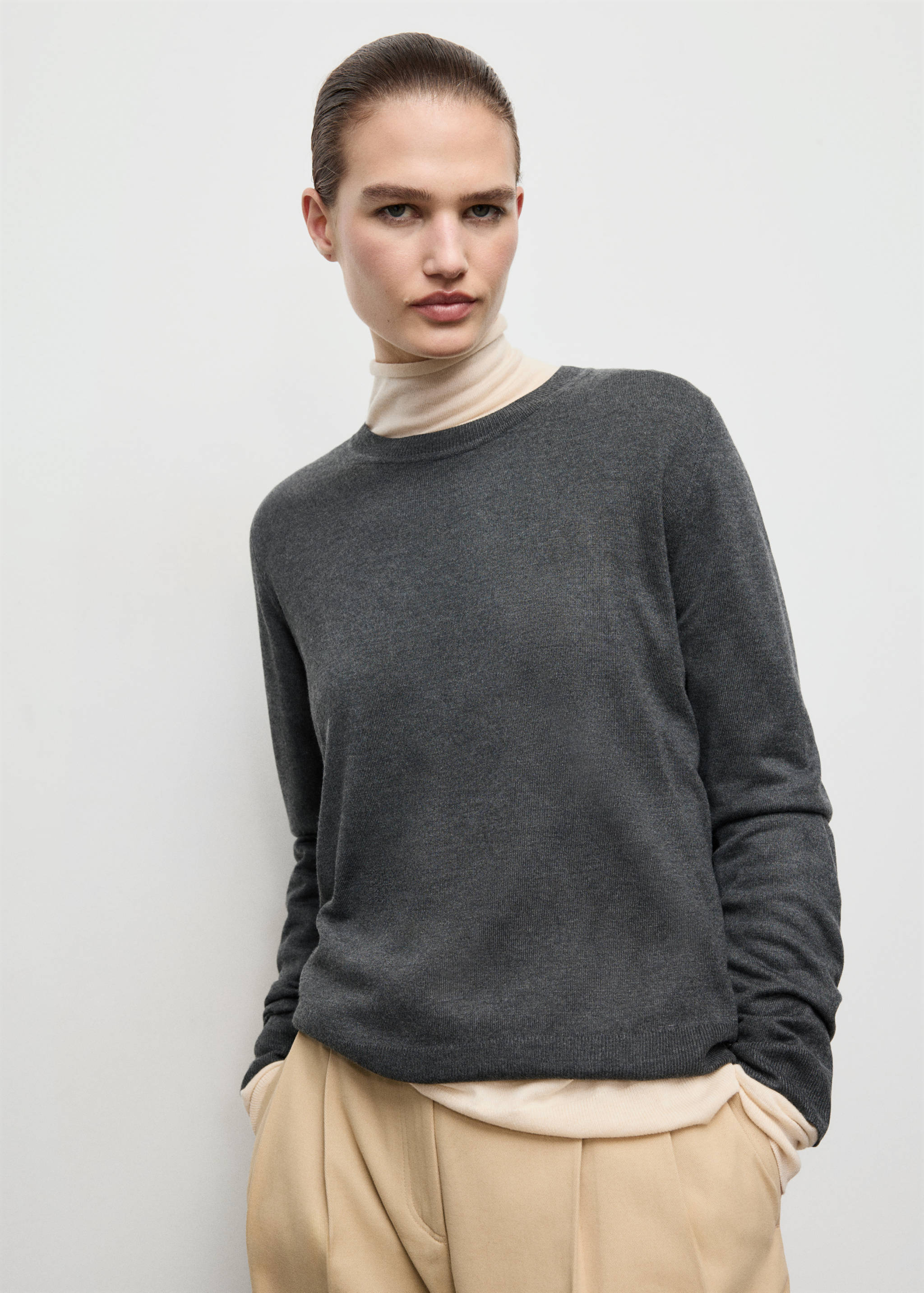 Fine-knit crew-neck sweater - Medium plane