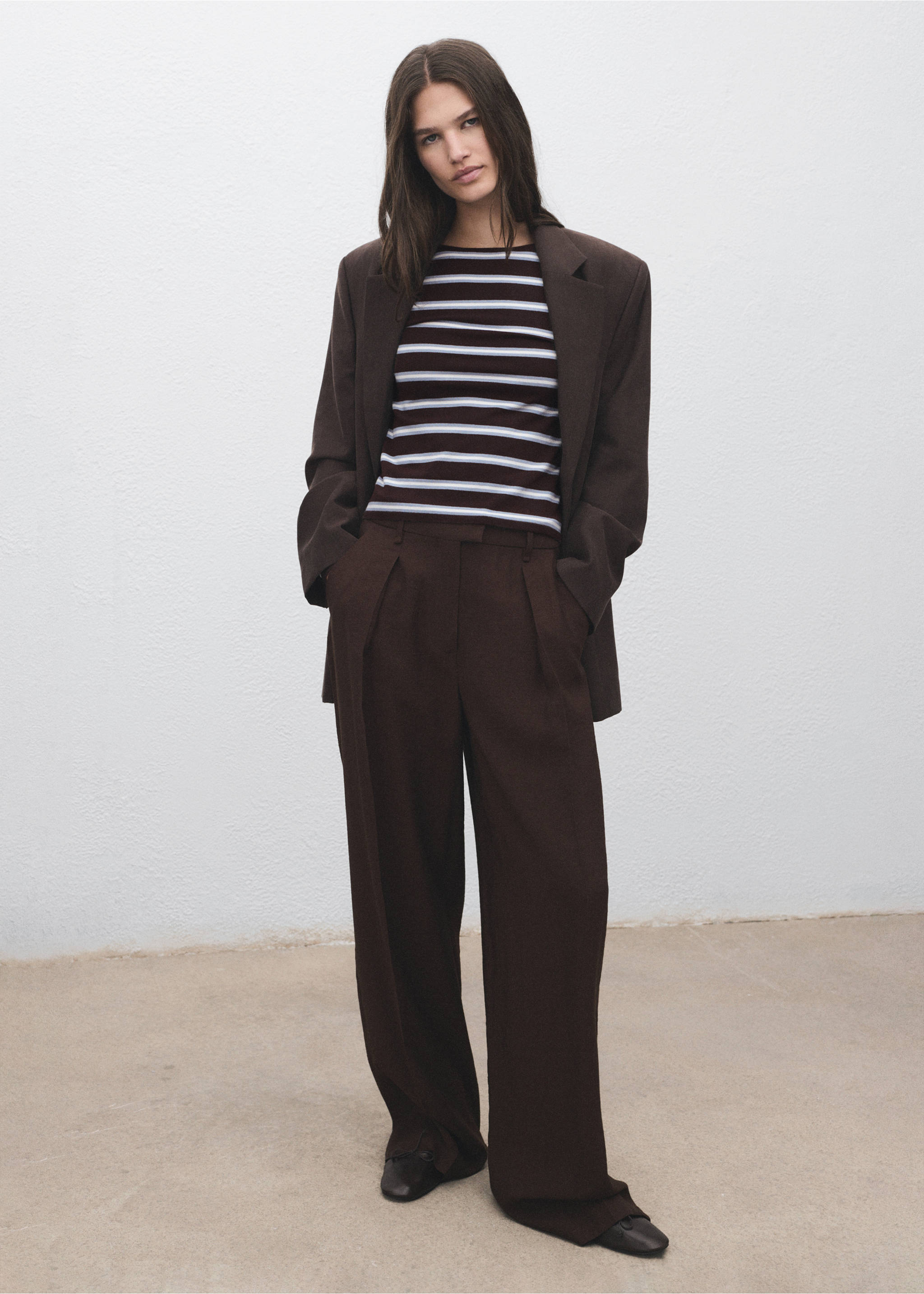Striped fine knit sweater - General plane, Chocolate. Ref: 17005820-00.