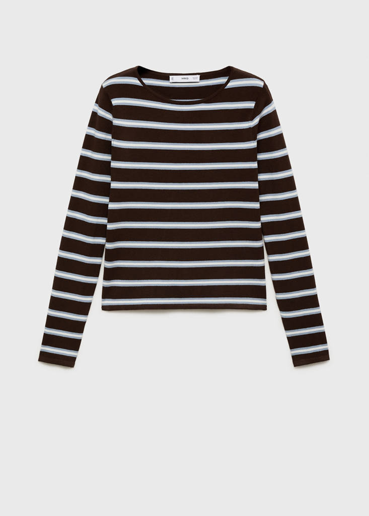 Striped fine knit sweater — Chocolate