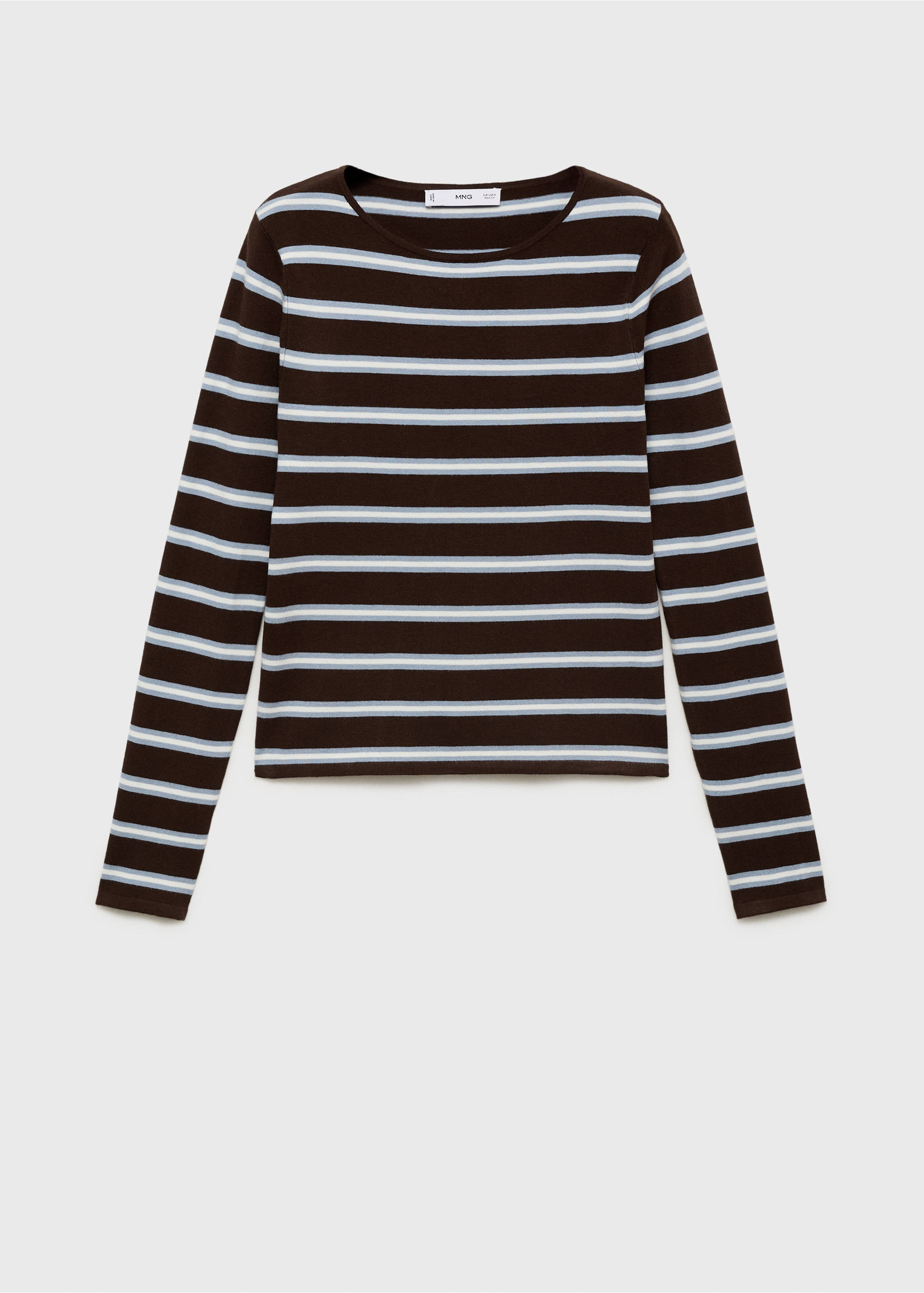 Striped fine knit sweater - Article without model, Chocolate. Ref: 17005820-00.