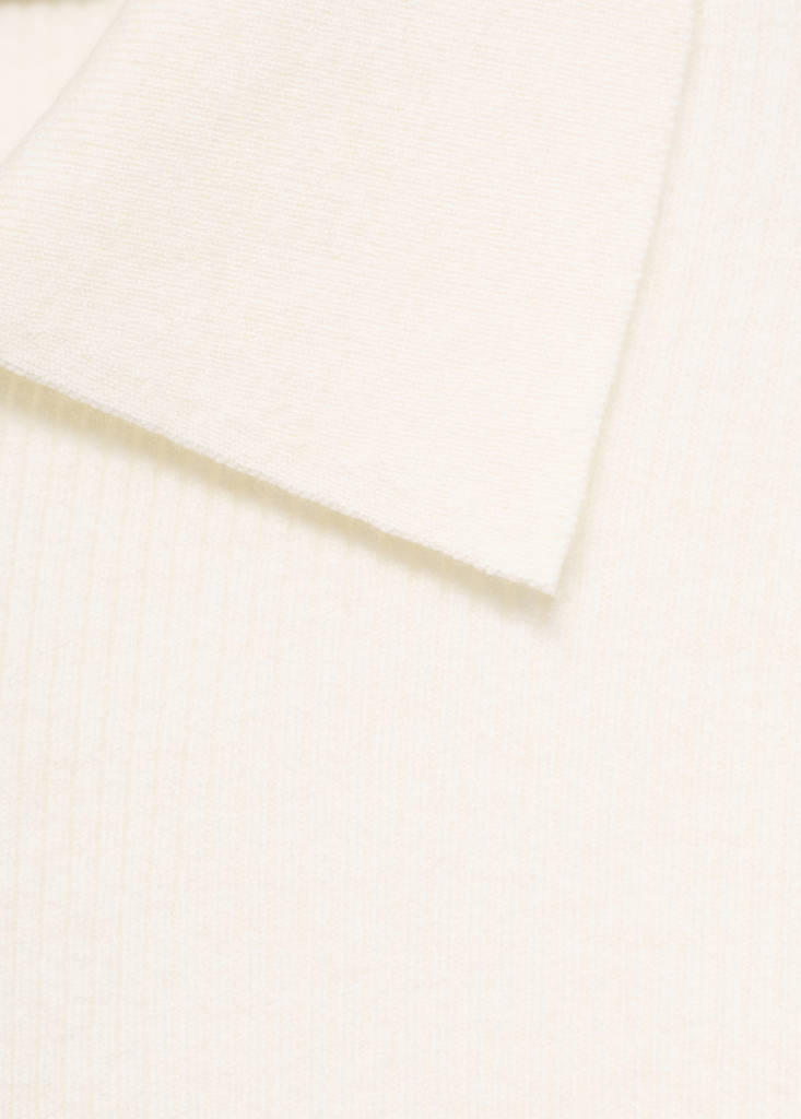 Polo-neck ribbed sweater — Ecru