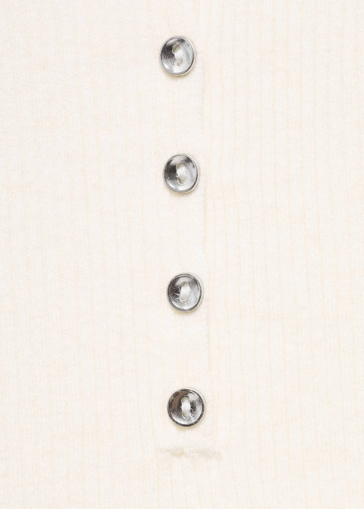 Polo-neck ribbed sweater — Ecru