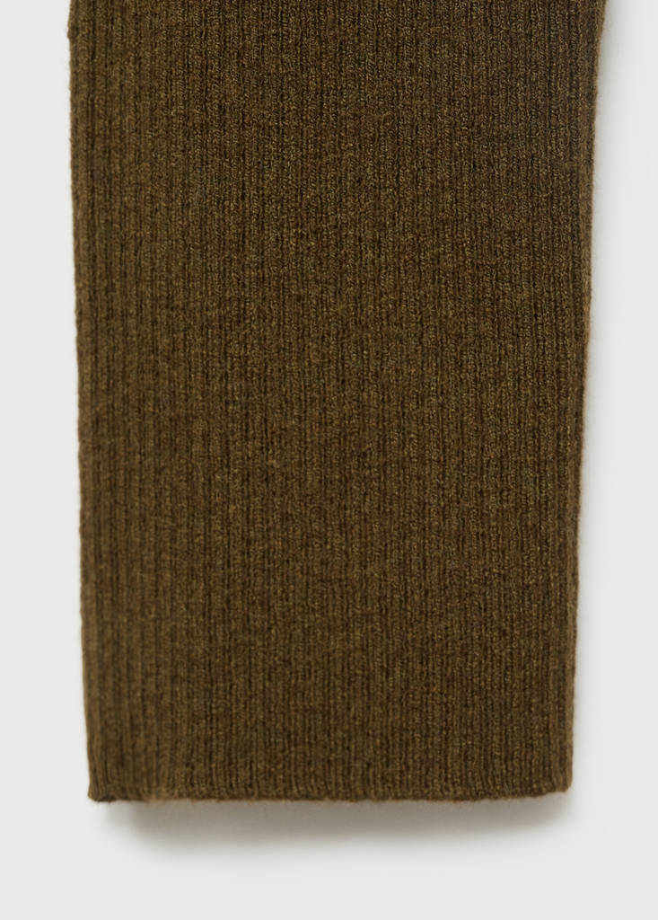 Polo-neck ribbed sweater — Khaki