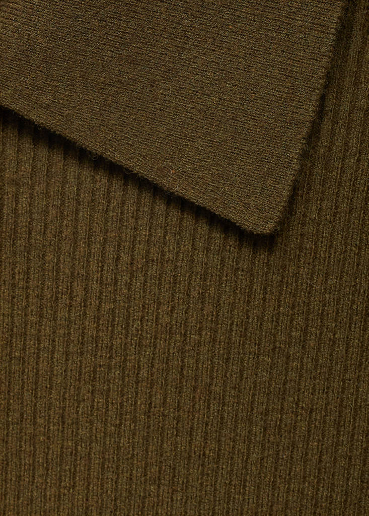 Polo-neck ribbed sweater — Khaki