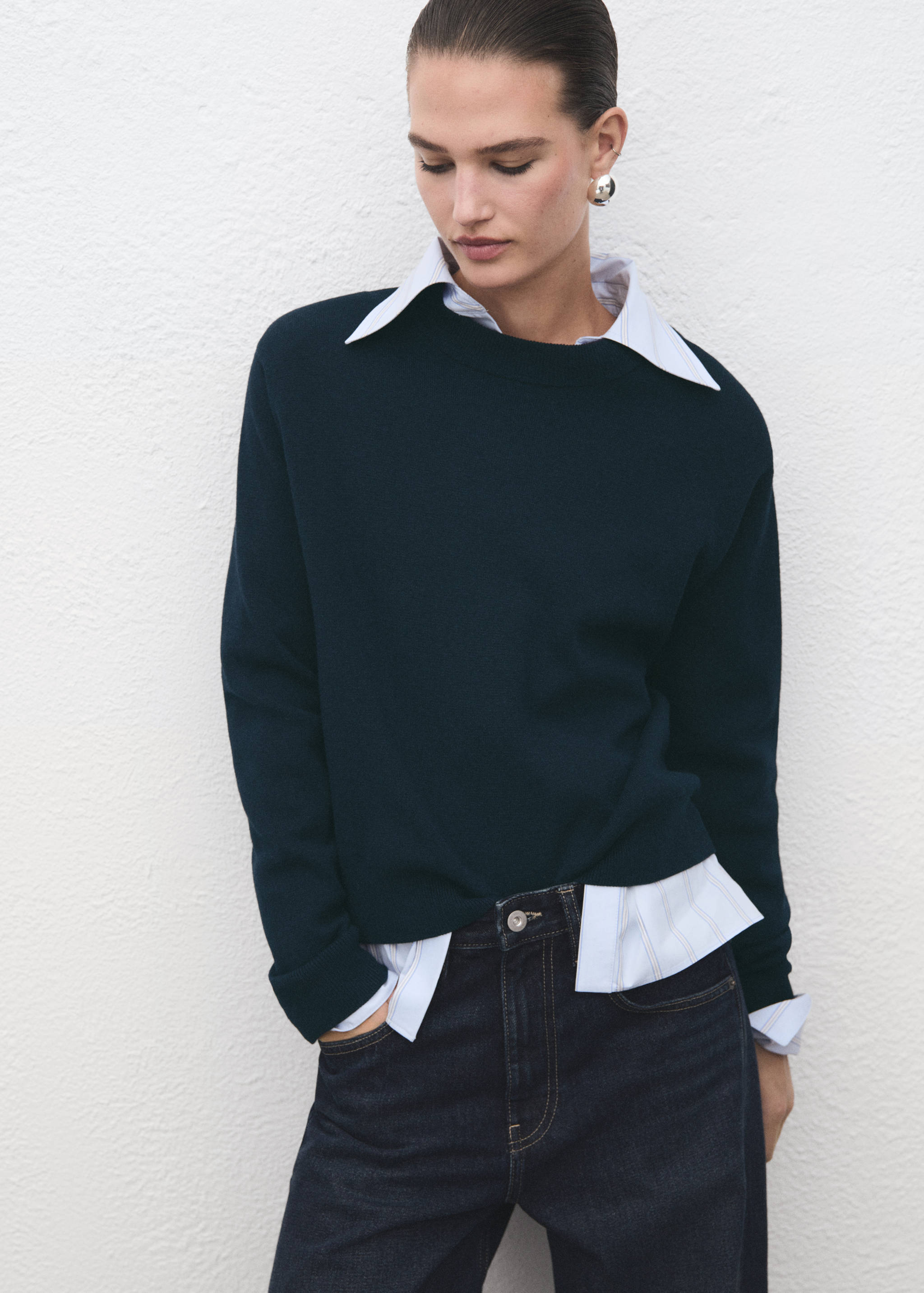 Knitted wool blend sweater - Medium plane