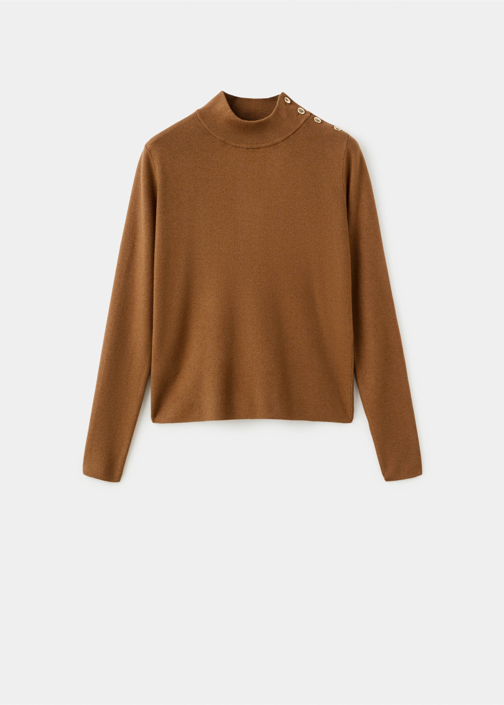 Perkins-neck sweater with button - Article without model, Medium Brown. Ref: 17005824-00.