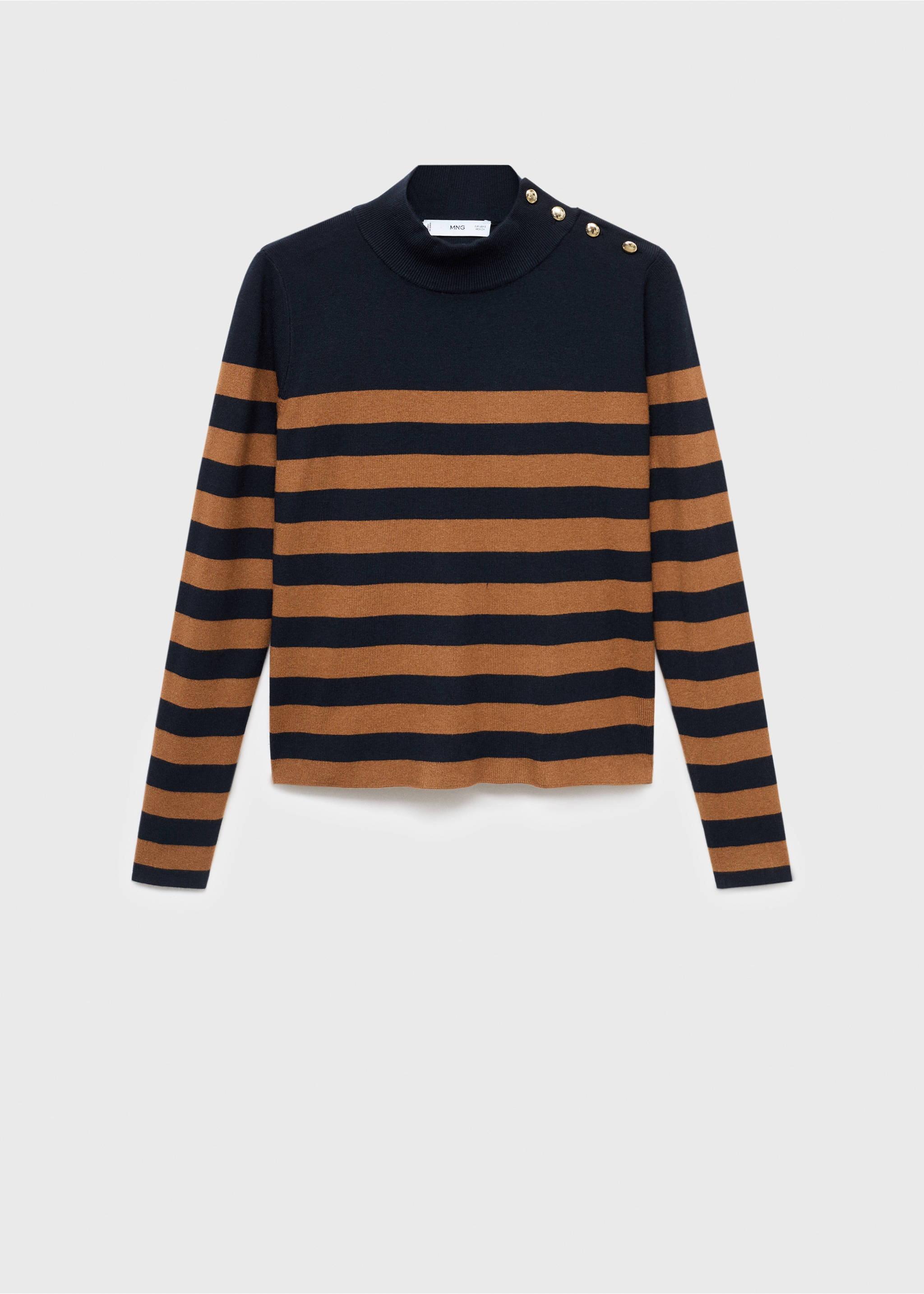 Perkins-neck sweater with button - Article without model, Tobacco Brown. Ref: 17005824-00.