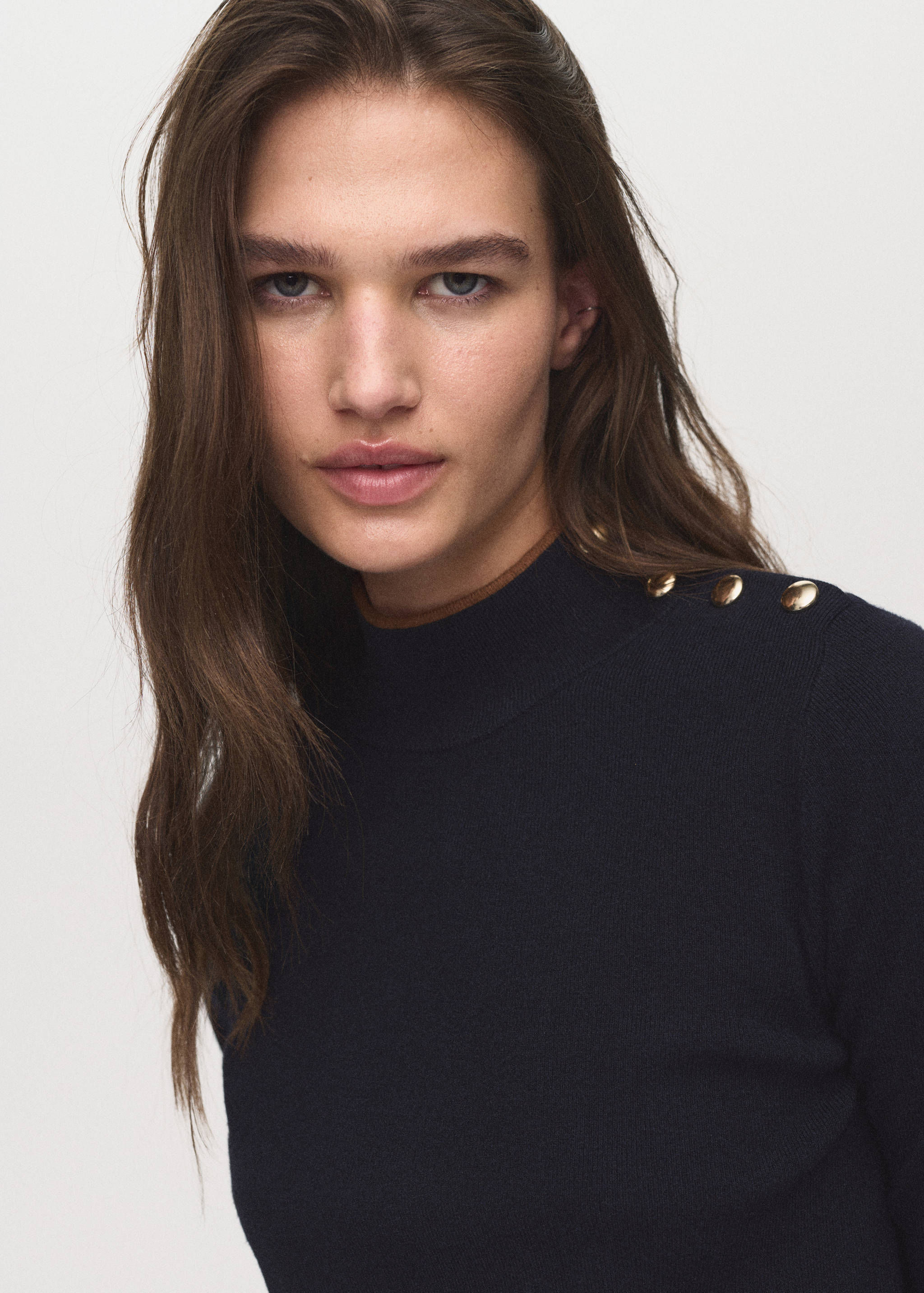 Perkins-neck sweater with button - Details of the article 1