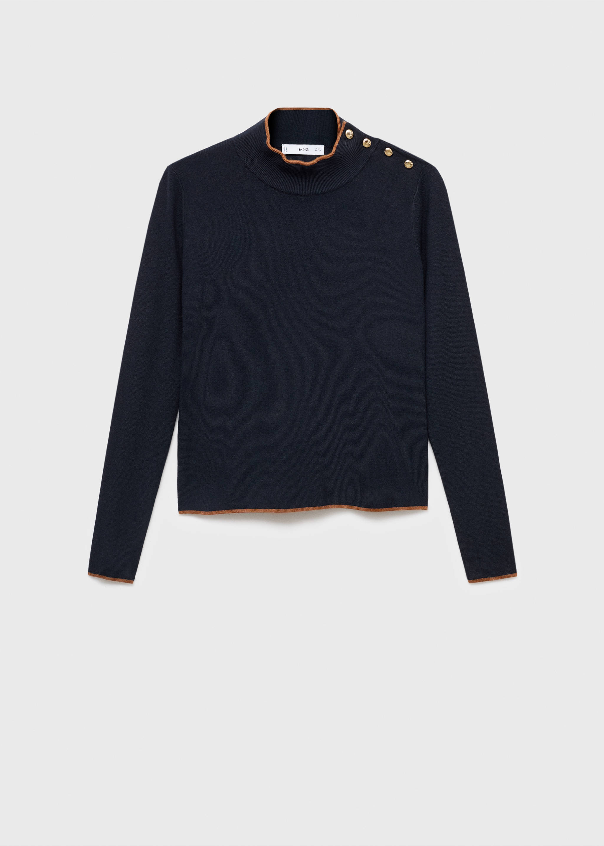 Perkins-neck sweater with button - Article without model, Dark Navy. Ref: 17005824-00.