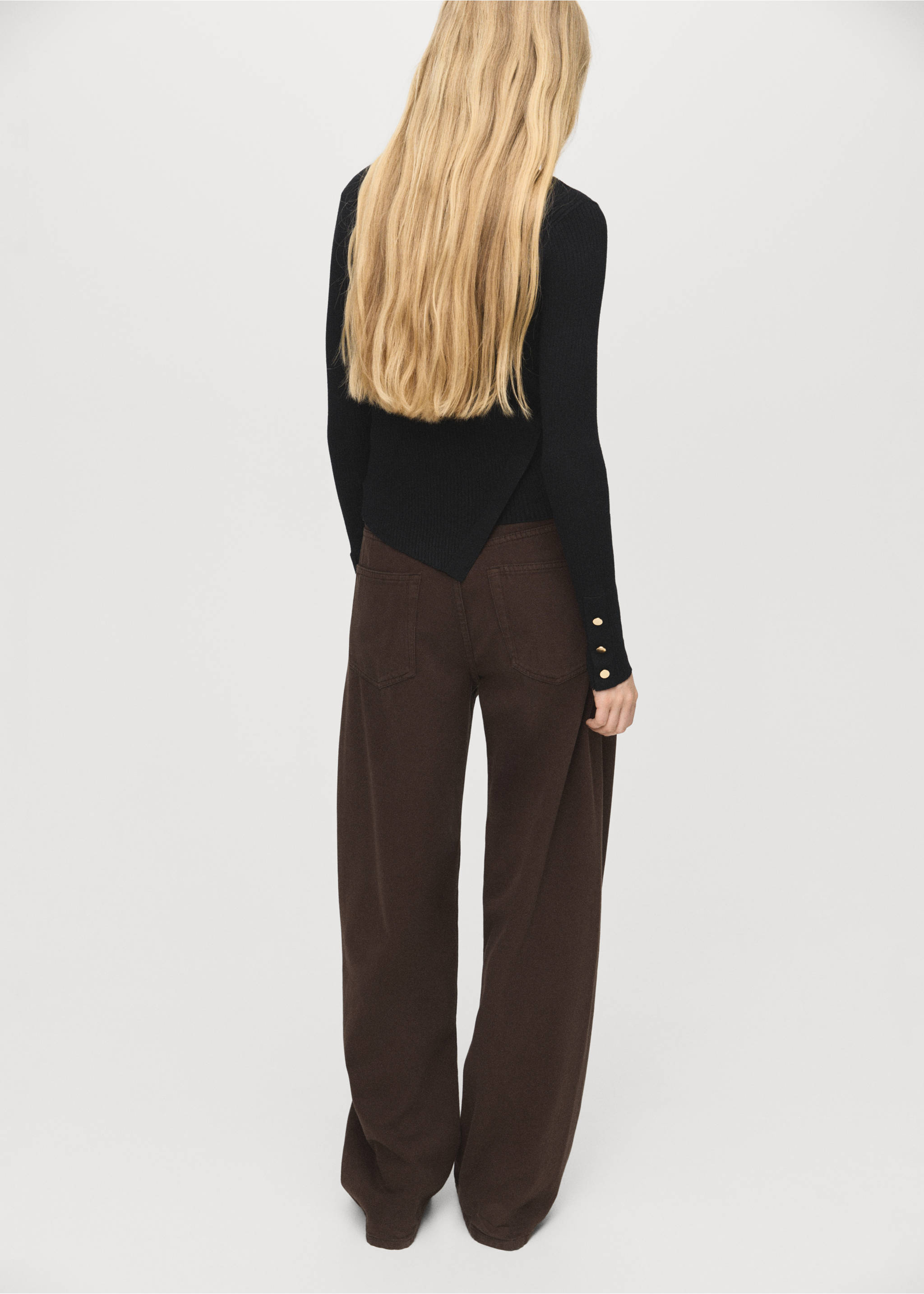 Pull asymétrique avec boutons - Verso de l’article, Noir. Ref: 17005826-00.