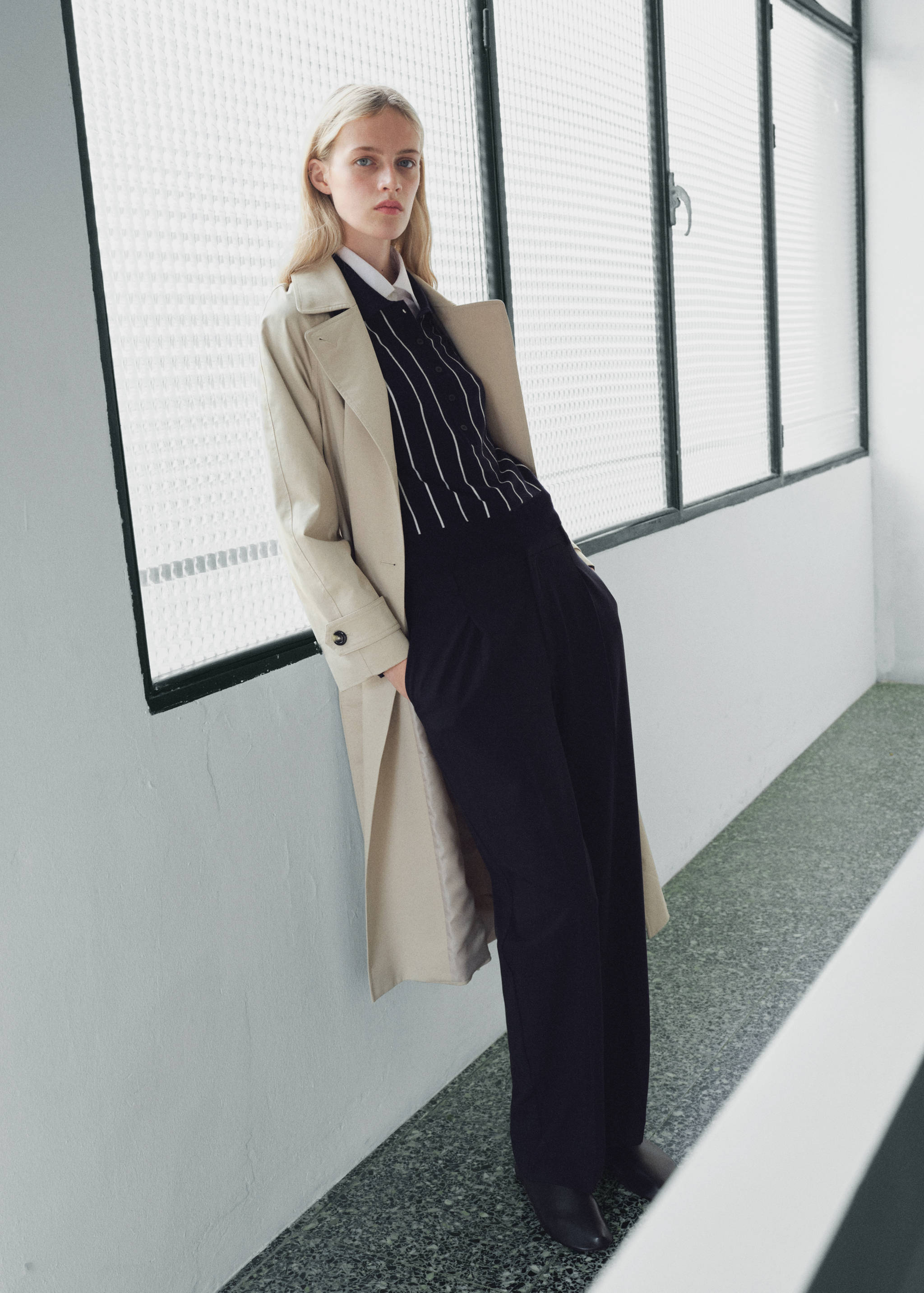 Striped polo-neck sweater - General plane