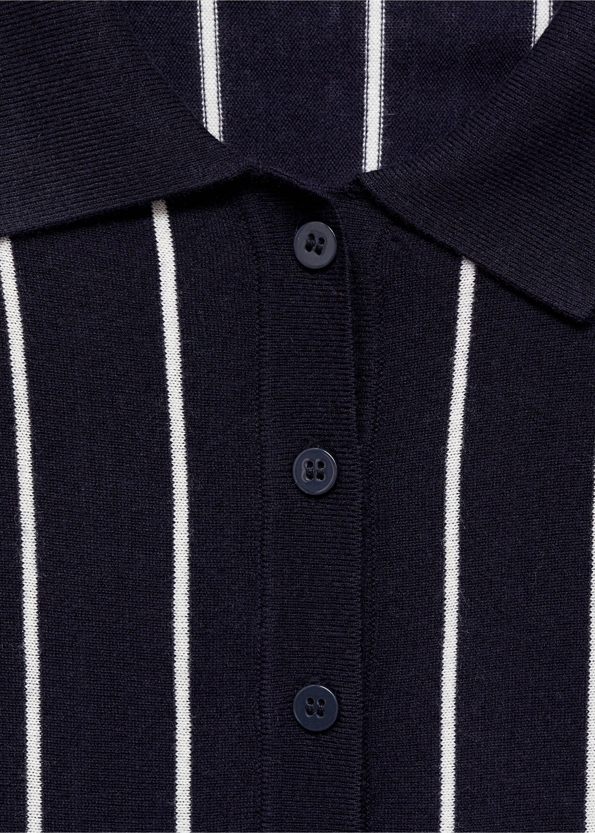 Striped polo-neck sweater - Details of the article 8, Navy. Ref: 17005827-00.