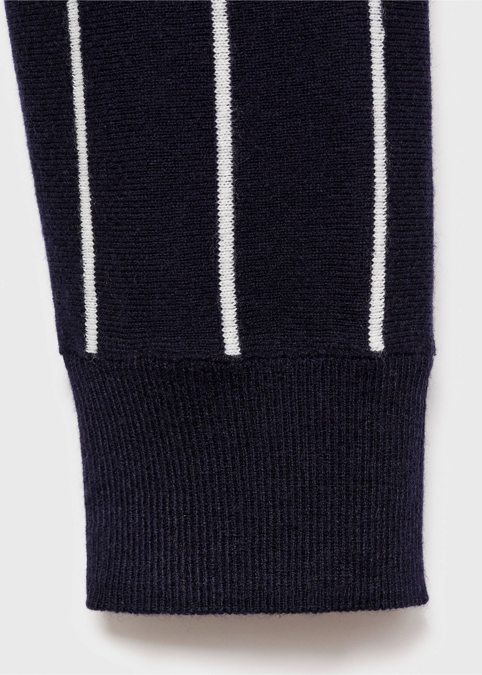 Striped polo-neck sweater - Details of the article 0, Navy. Ref: 17005827-00.