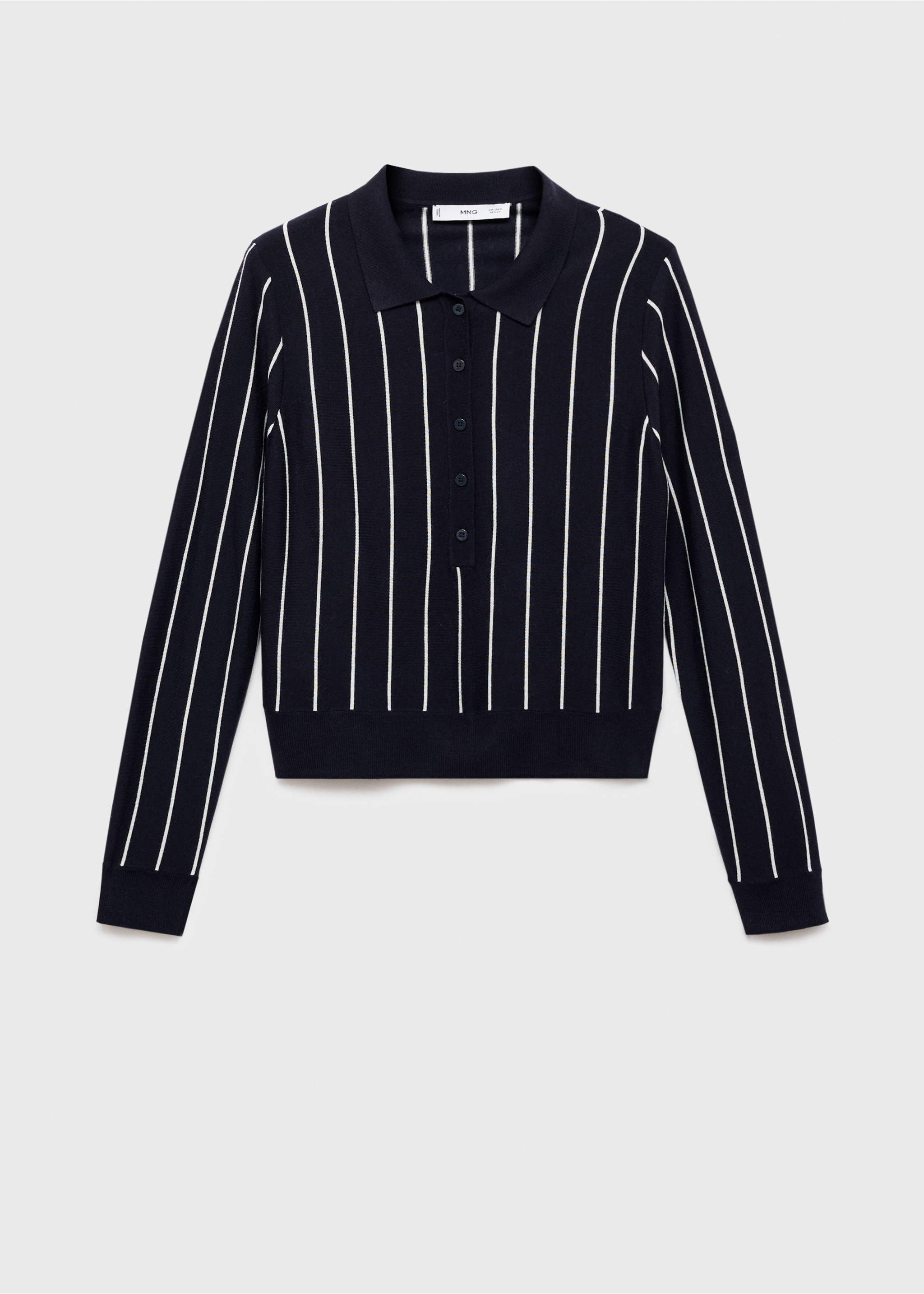 Striped polo-neck sweater - Article without model, Navy. Ref: 17005827-00.