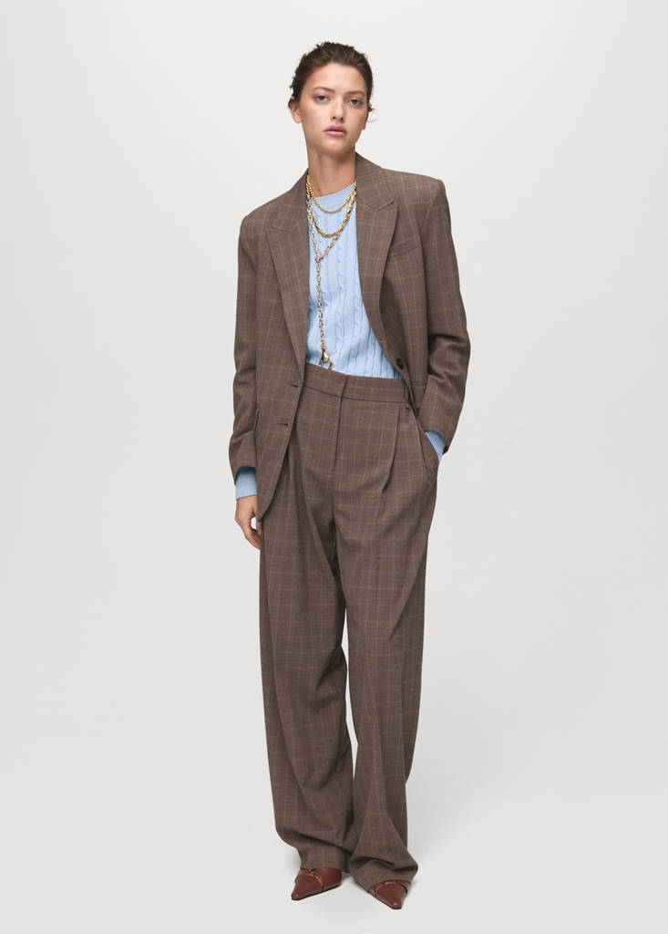 MANGO - Pull-over maille tressée bleu ciel - L