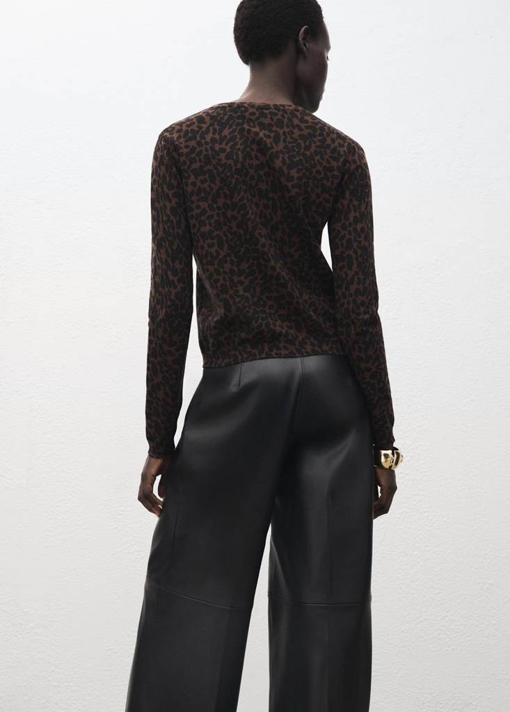 Ribbed leopard-print sweater — Chocolate